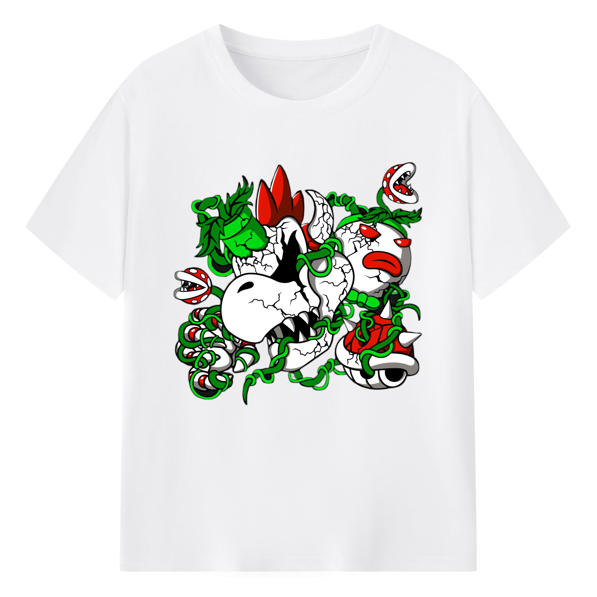 Nintendo Skeleton Koopa graphinc t-shirt - 180g Cotton T-Shirt With Front Heat Transfer Print – Soft, Lightweight, Fitted Design – Comfortable Casual Wear For Sports & Everyday Use