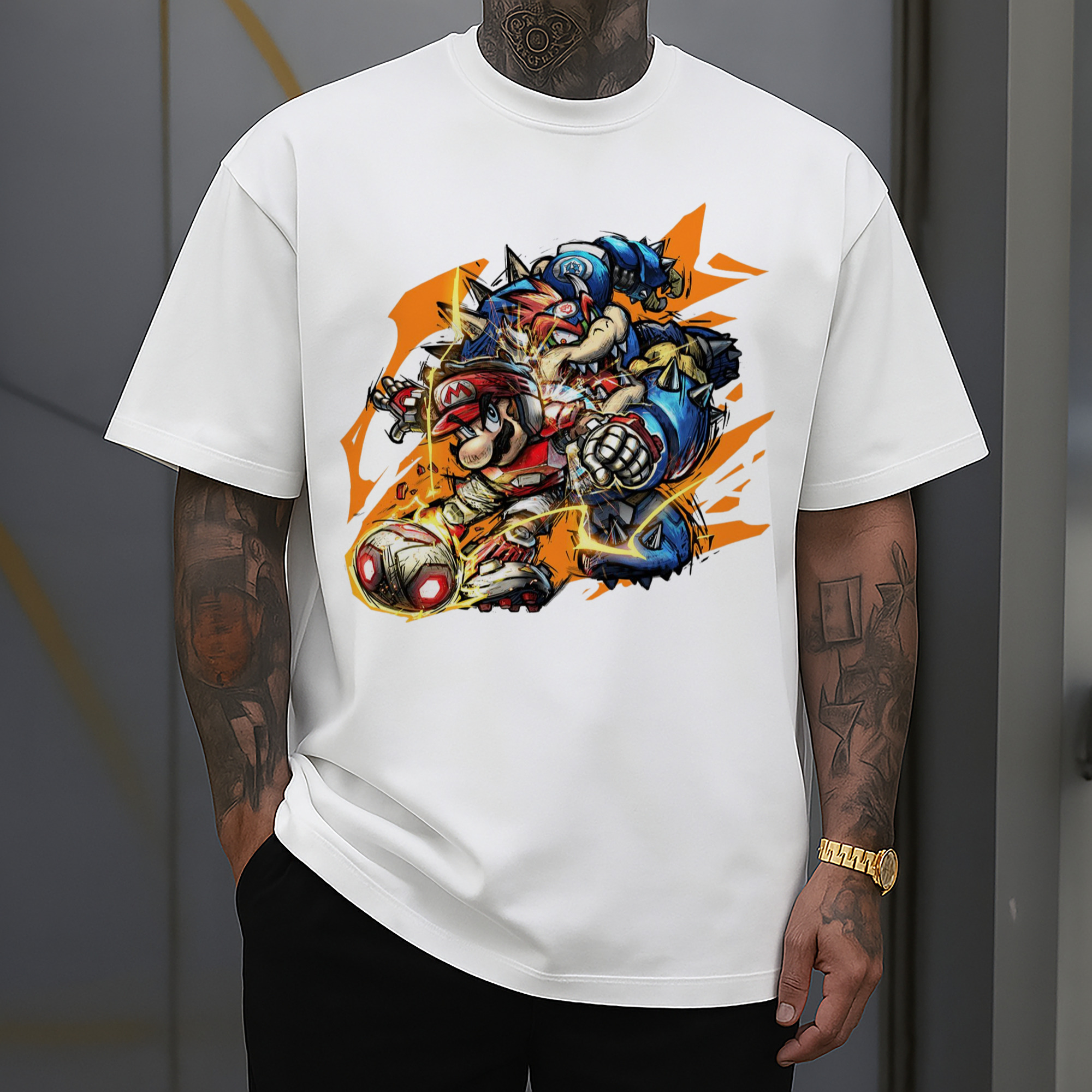 Nintendo King Koopa and mario football T-shirt