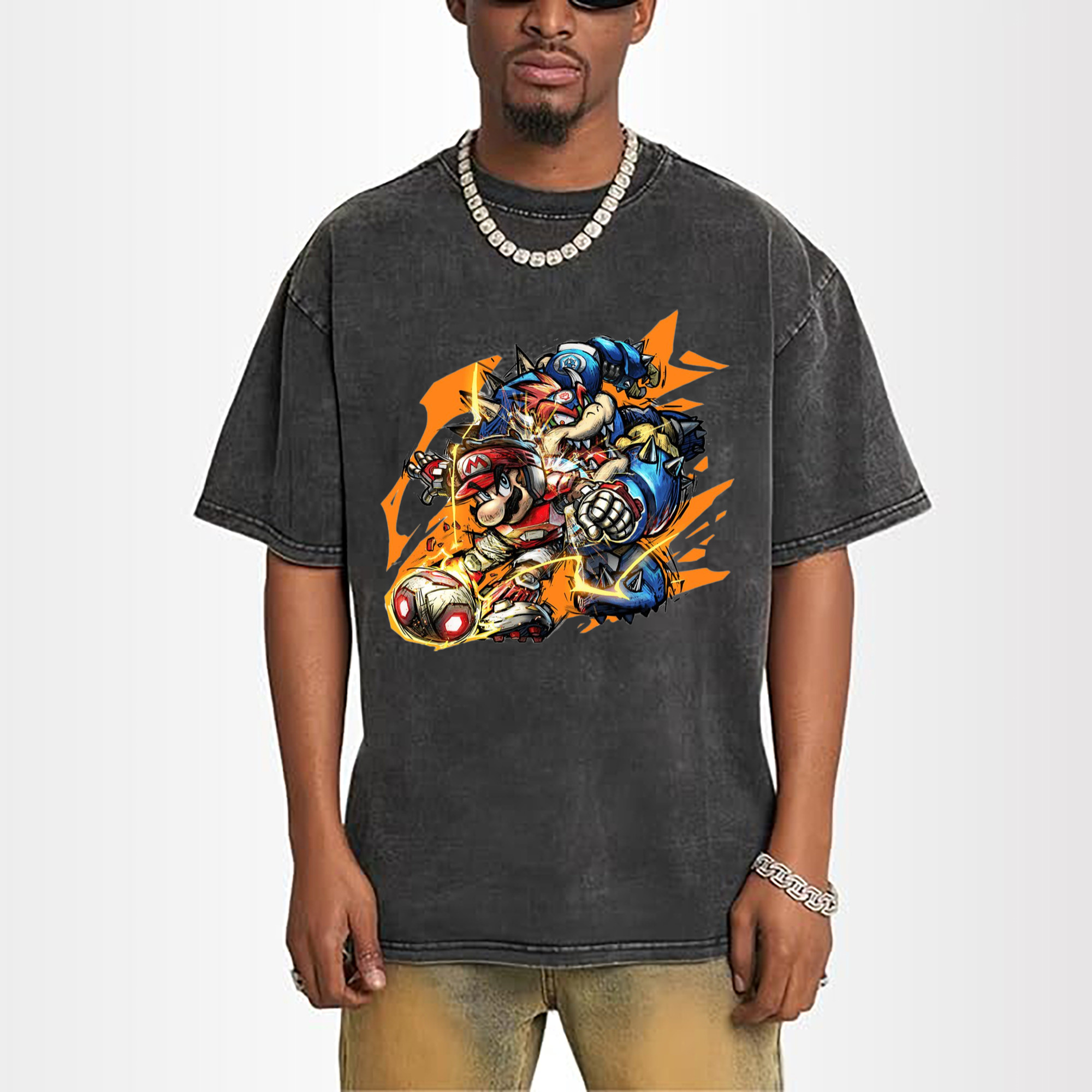 Nintendo King Koopa and mario football T-shirt