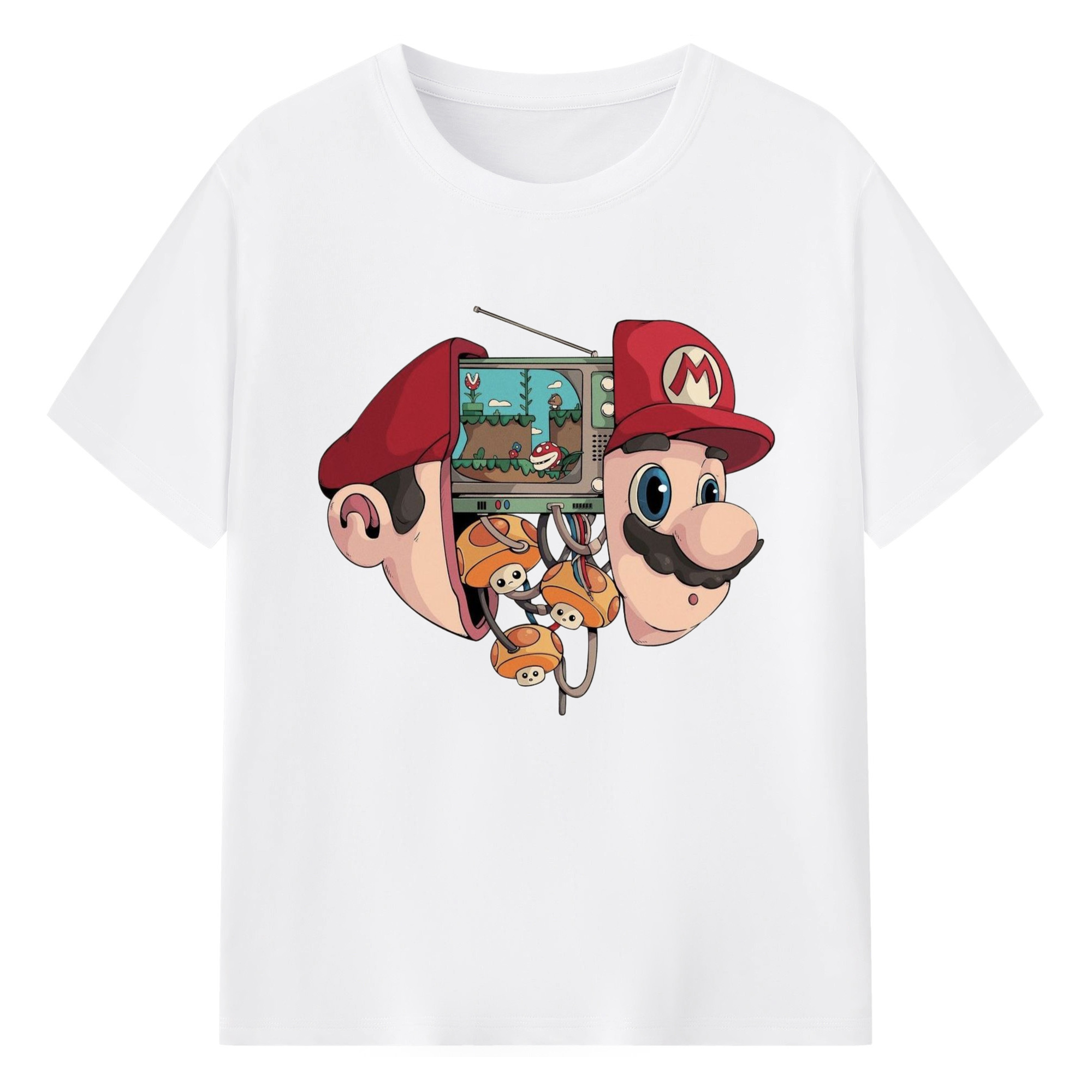 Nintendo mario  profile t-shirt - 180g Cotton T-Shirt With Front Heat Transfer Print – Soft, Lightweight, Fitted Design – Comfortable Casual Wear For Sports & Everyday Use