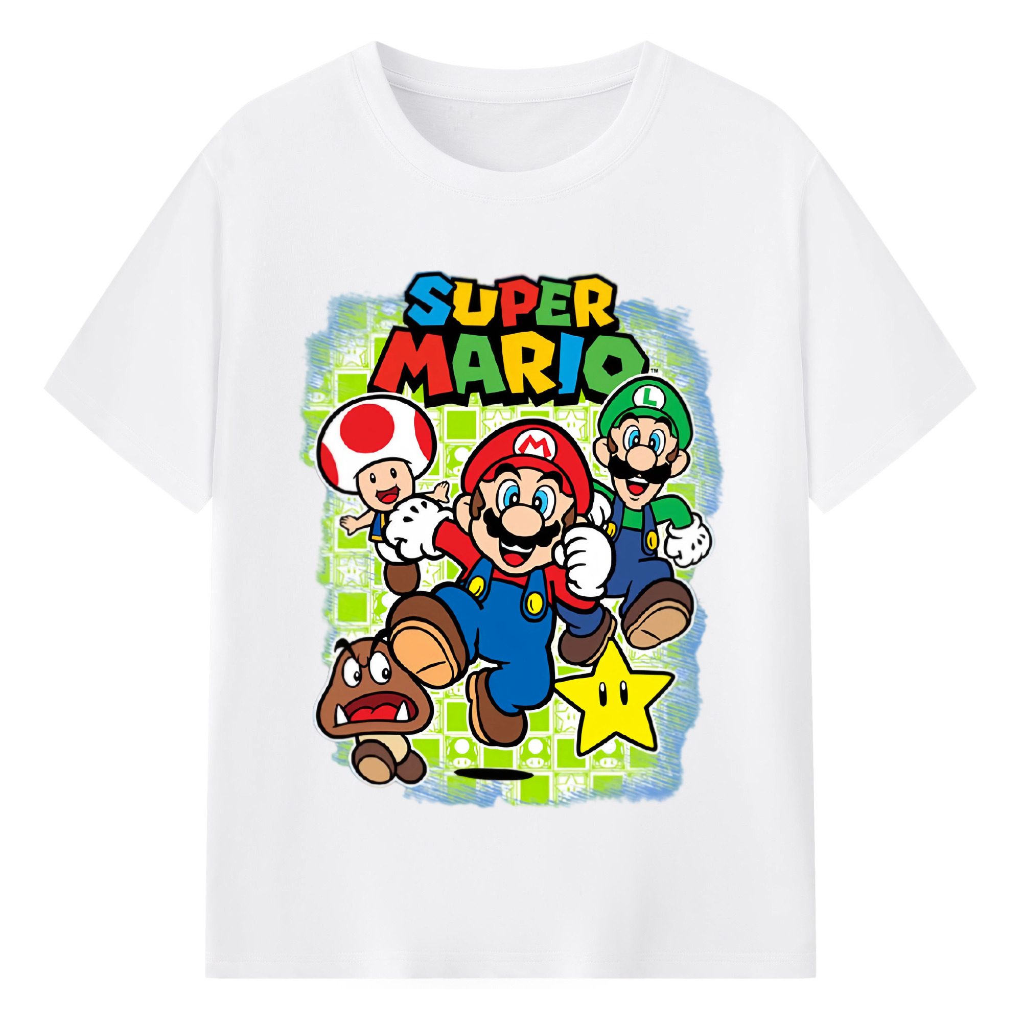 Nintendo mario cartoon tee - 180g Cotton T-Shirt With Front Heat Transfer Print – Soft, Lightweight, Fitted Design – Comfortable Casual Wear For Sports & Everyday Use