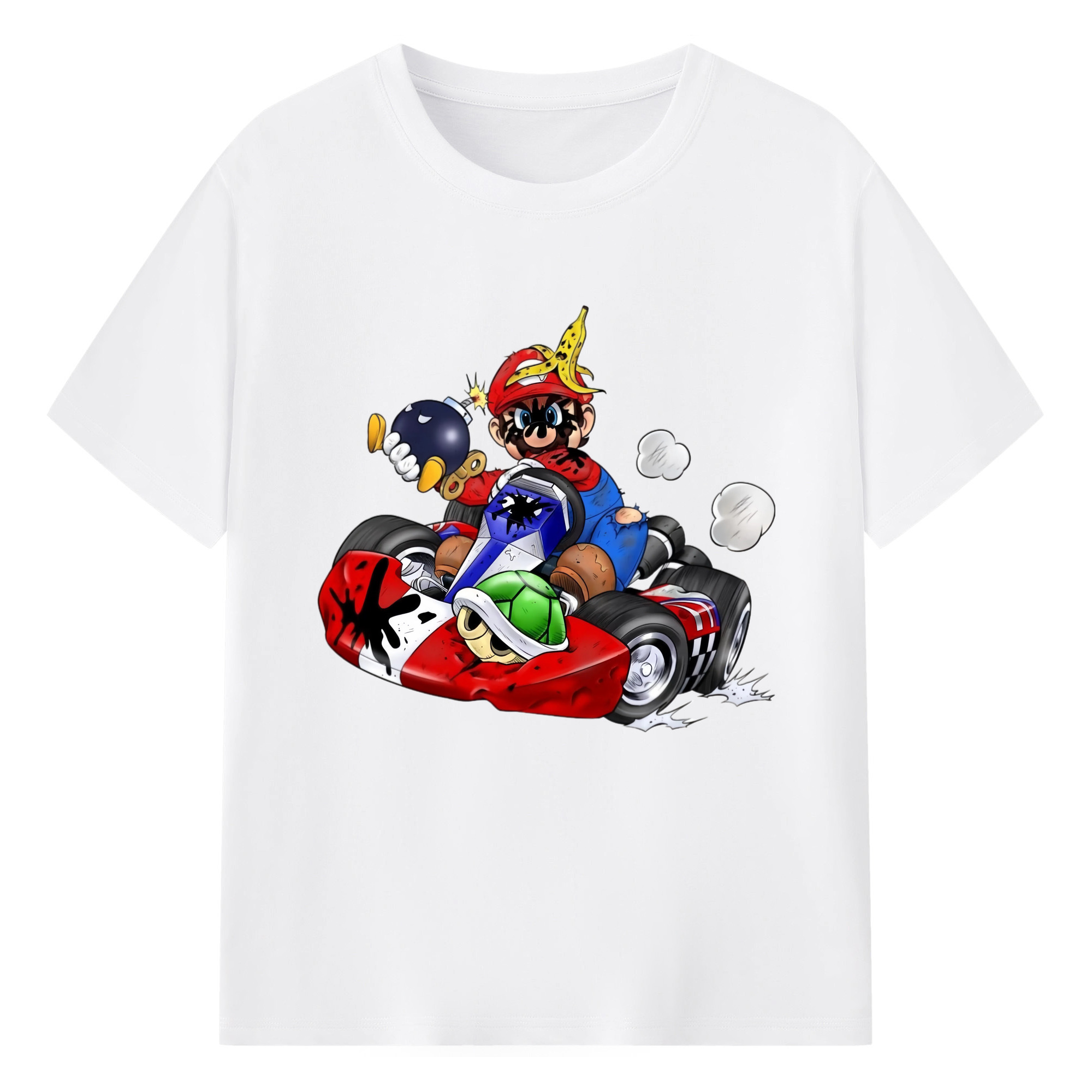 Super Mario kart T-shirt - 180g Cotton T-Shirt With Front Heat Transfer Print – Soft, Lightweight, Fitted Design – Comfortable Casual Wear For Sports & Everyday Use