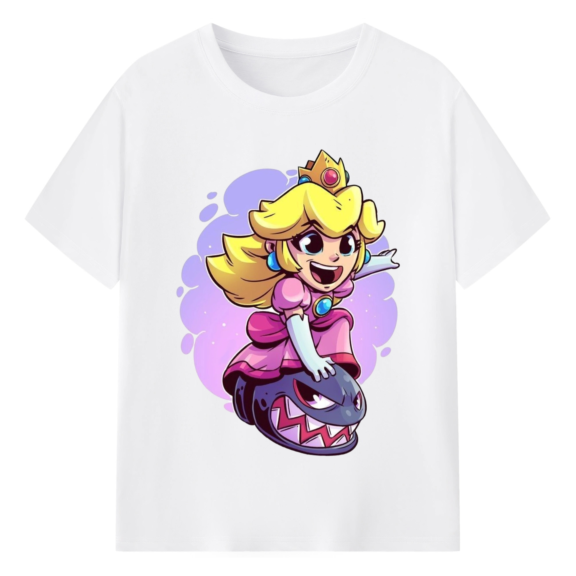 Nintendo princess peach cartoon t shirts - 180g Cotton T-Shirt With Front Heat Transfer Print – Soft, Lightweight, Fitted Design – Comfortable Casual Wear For Sports & Everyday Use