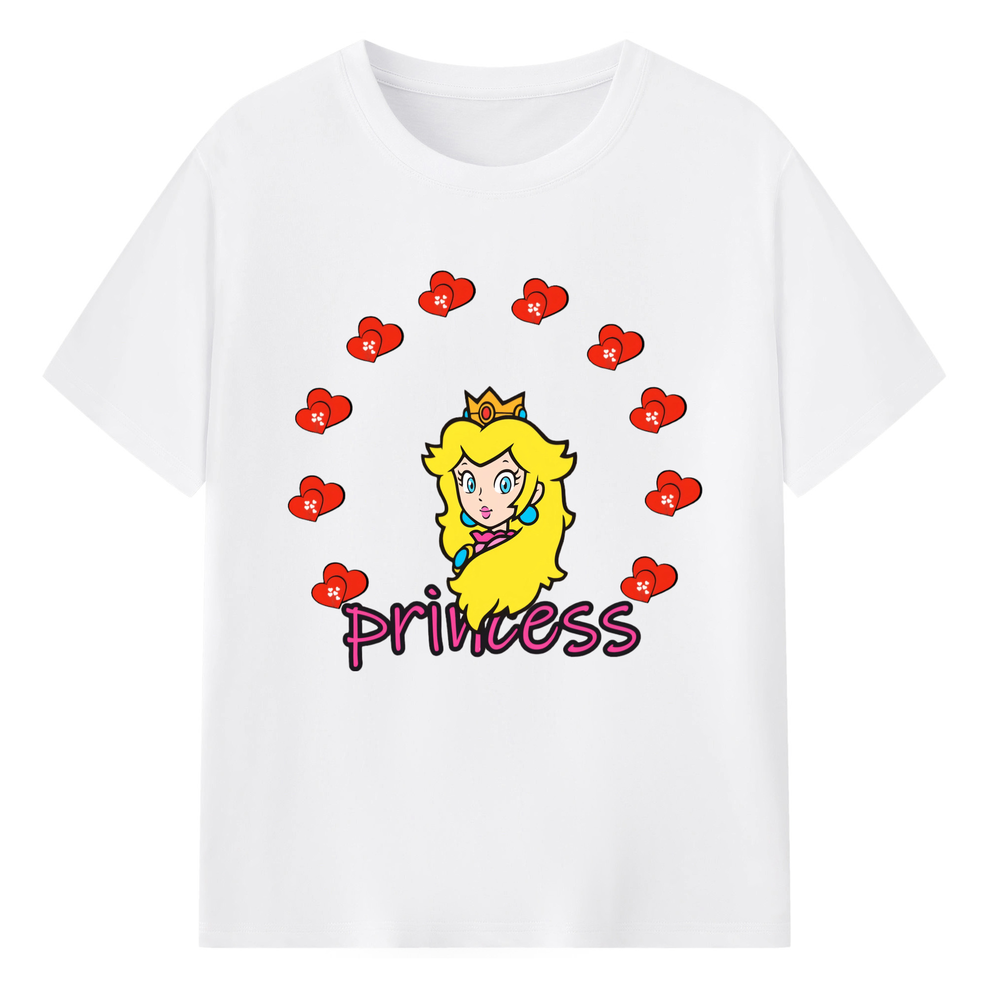 Nintendo princess peach t shirts - 180g Cotton T-Shirt With Front Heat Transfer Print – Soft, Lightweight, Fitted Design – Comfortable Casual Wear For Sports & Everyday Use
