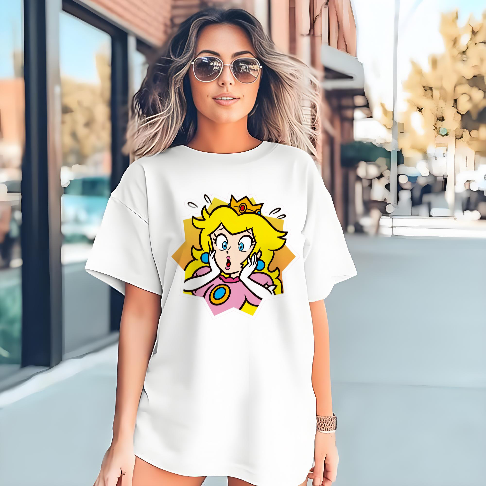 Nintendo princess peach &#039;surprised&#039; t-shirt