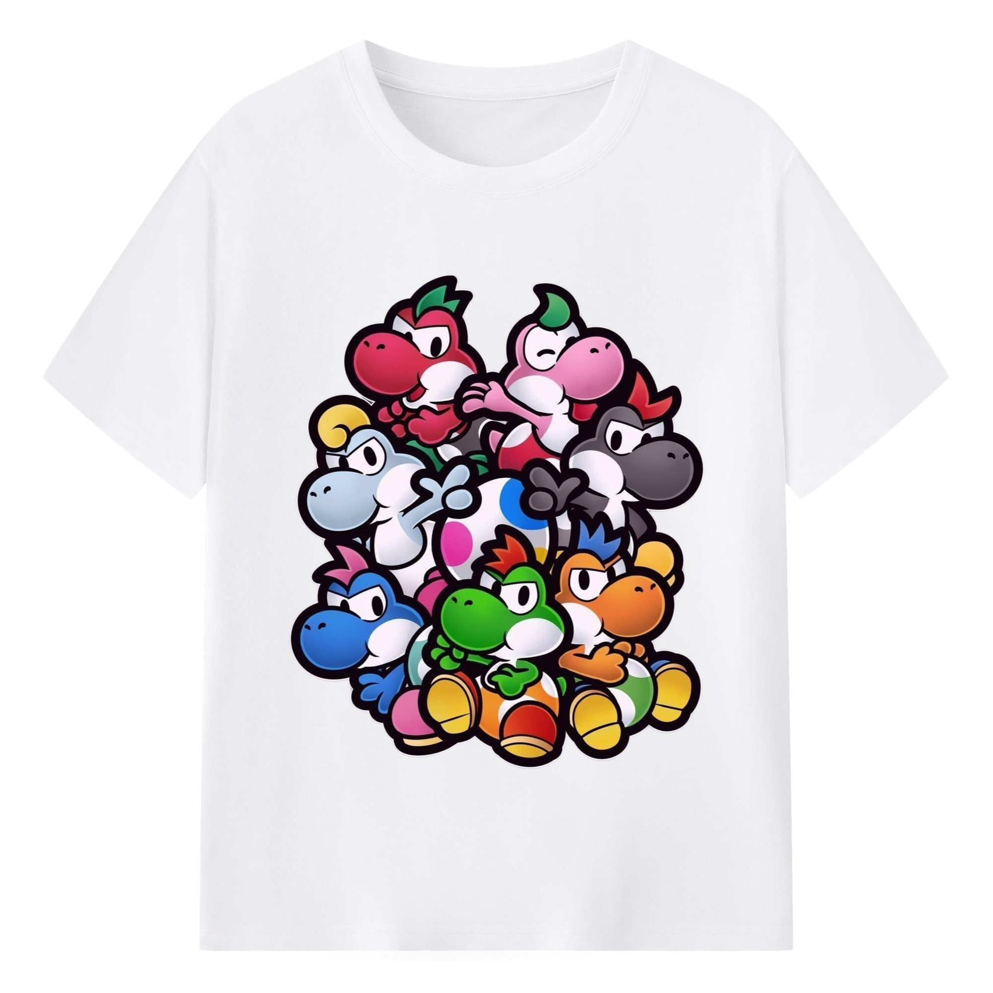 Super Mario Yoshi and friend's T-shirt - 180g Cotton T-Shirt With Front Heat Transfer Print – Soft, Lightweight, Fitted Design – Comfortable Casual Wear For Sports & Everyday Use