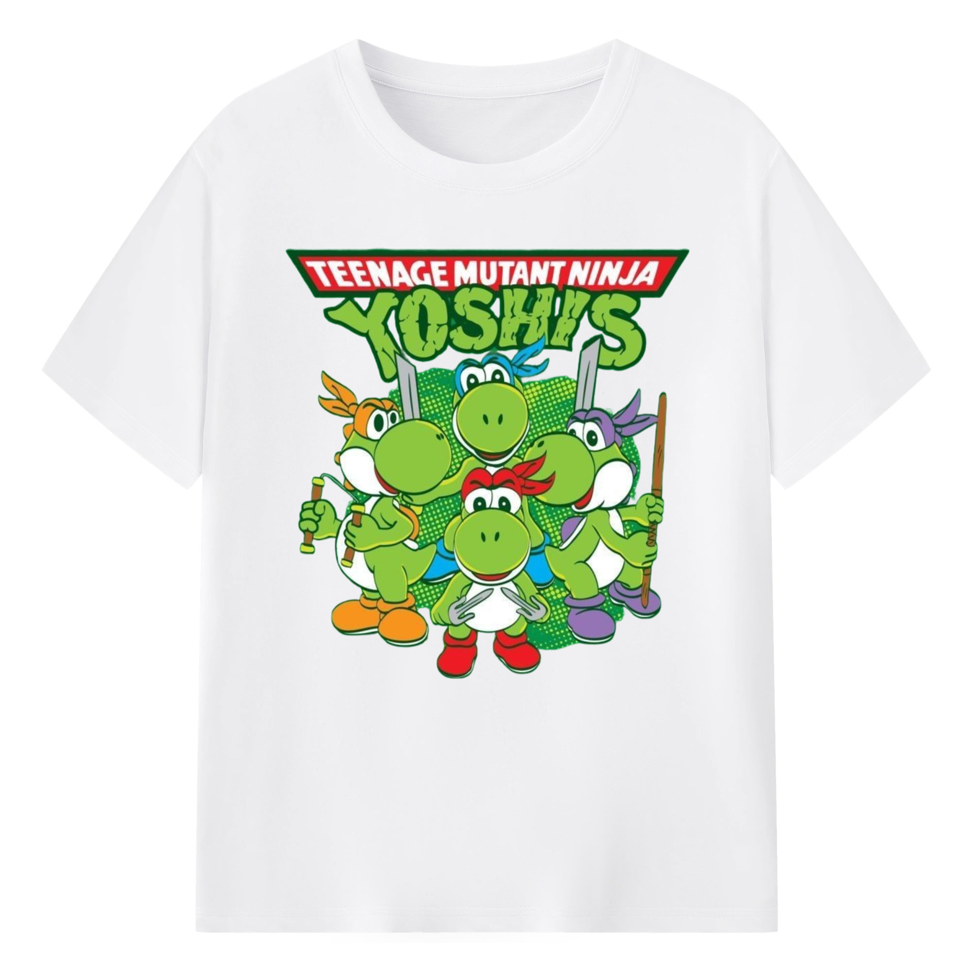 Nintendo Yoshi 'Teenage Mutant Ninja Turtles' t-shirt - 180g Cotton T-Shirt With Front Heat Transfer Print – Soft, Lightweight, Fitted Design – Comfortable Casual Wear For Sports & Everyday Use