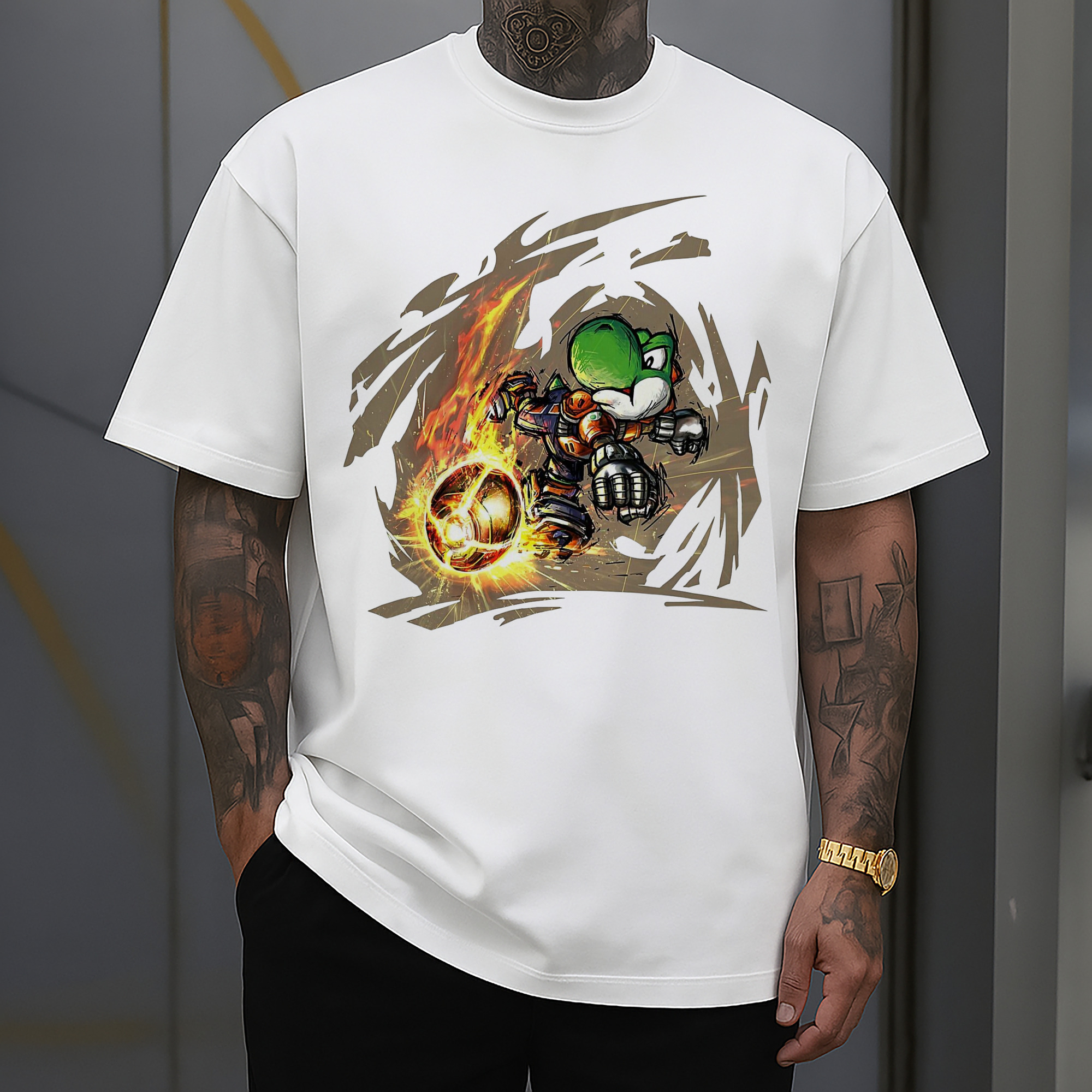 Super Mario Yoshi 'shoot' Painted style T-shirt