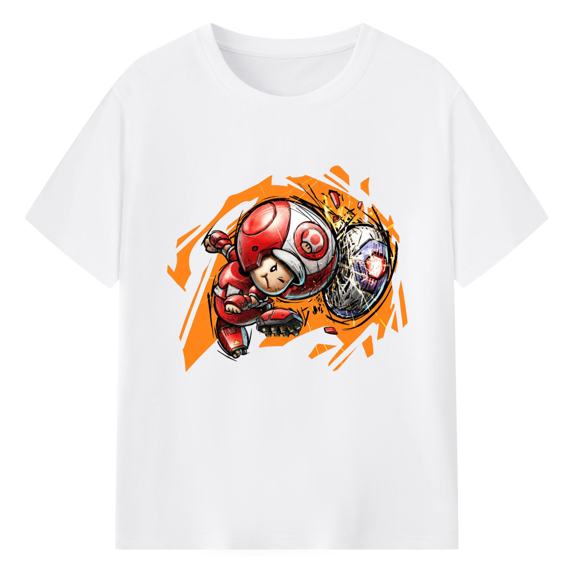Nintendo Red 'diving header ' Toad Shirt - 180g Cotton T-Shirt With Front Heat Transfer Print – Soft, Lightweight, Fitted Design – Comfortable Casual Wear For Sports & Everyday Use