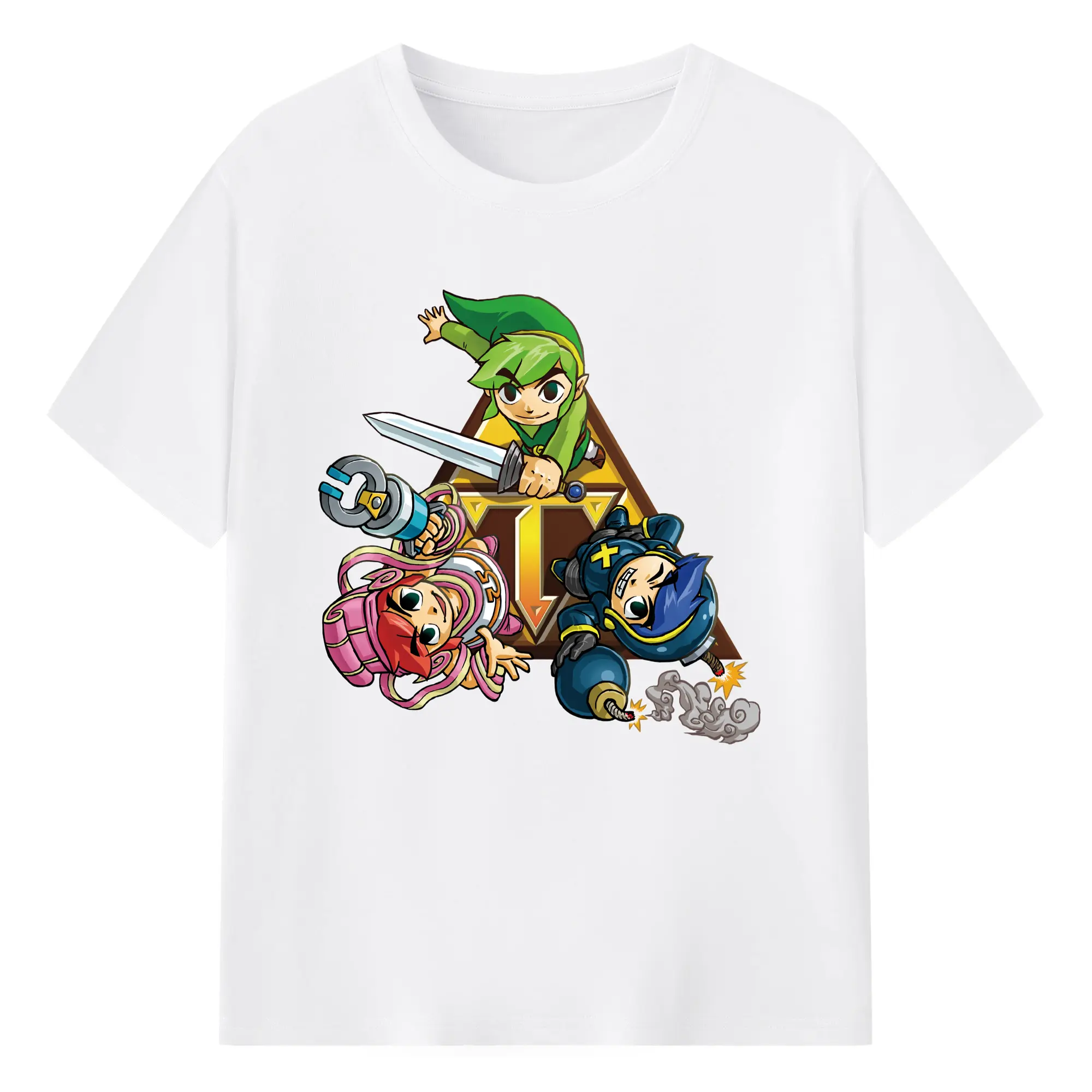 The Legend of Zelda Link and friends shirt - 180g Cotton T-Shirt With Front Heat Transfer Print – Soft, Lightweight, Fitted Design – Comfortable Casual Wear For Sports & Everyday Use