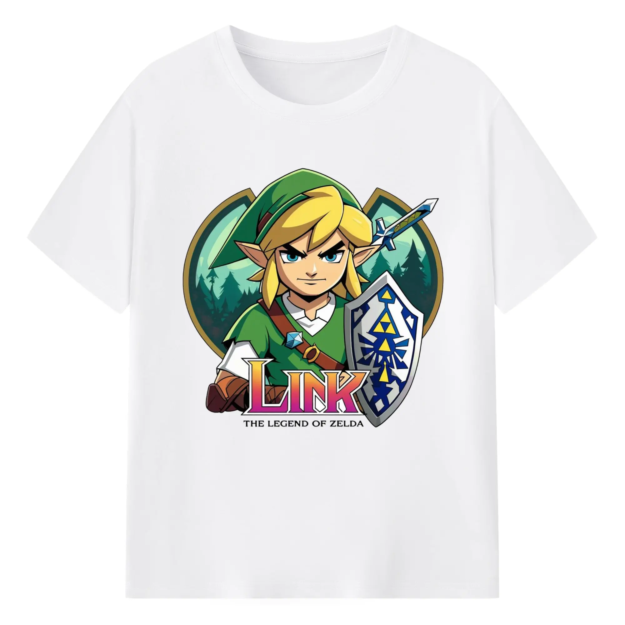 The Legend of Zelda Link cartoon shirt - 180g Cotton T-Shirt With Front Heat Transfer Print – Soft, Lightweight, Fitted Design – Comfortable Casual Wear For Sports & Everyday Use