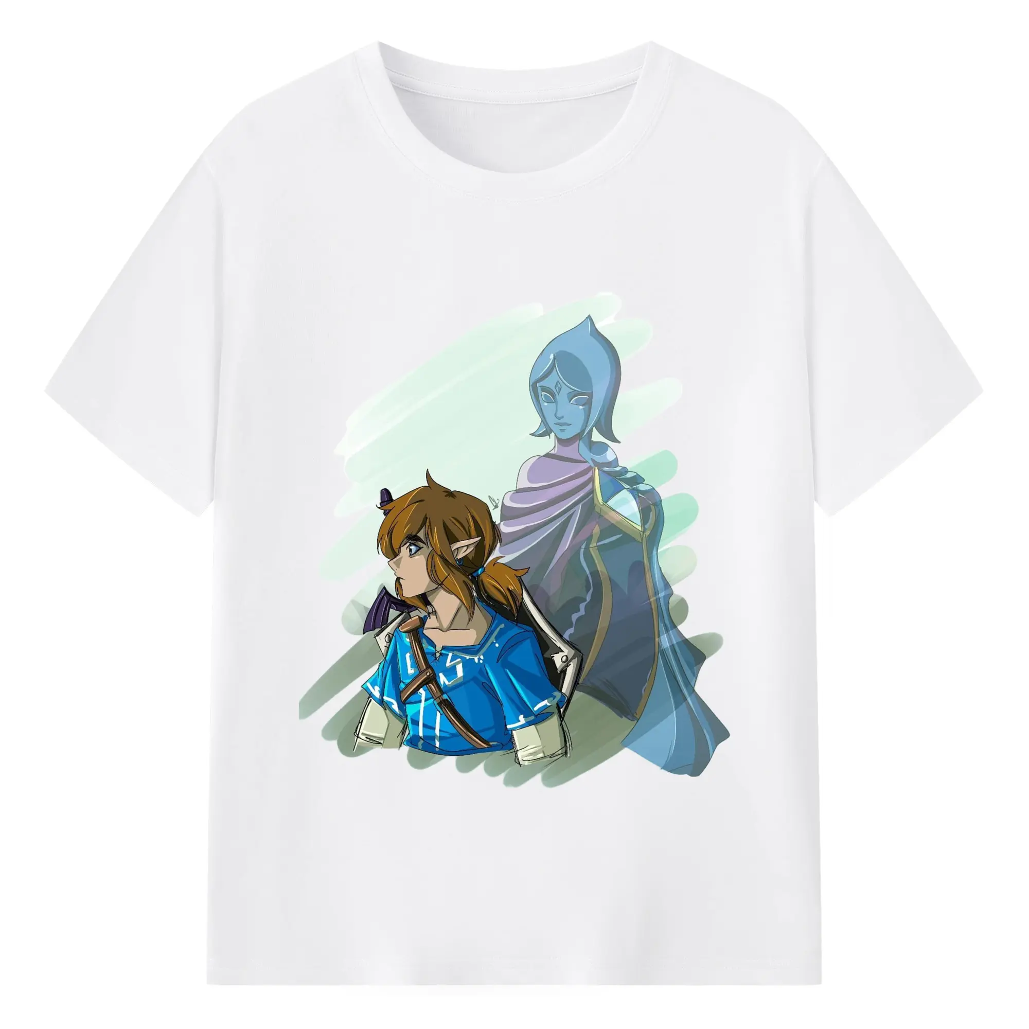 The Legend of Zelda Link painting tee - 180g Cotton T-Shirt With Front Heat Transfer Print – Soft, Lightweight, Fitted Design – Comfortable Casual Wear For Sports & Everyday Use