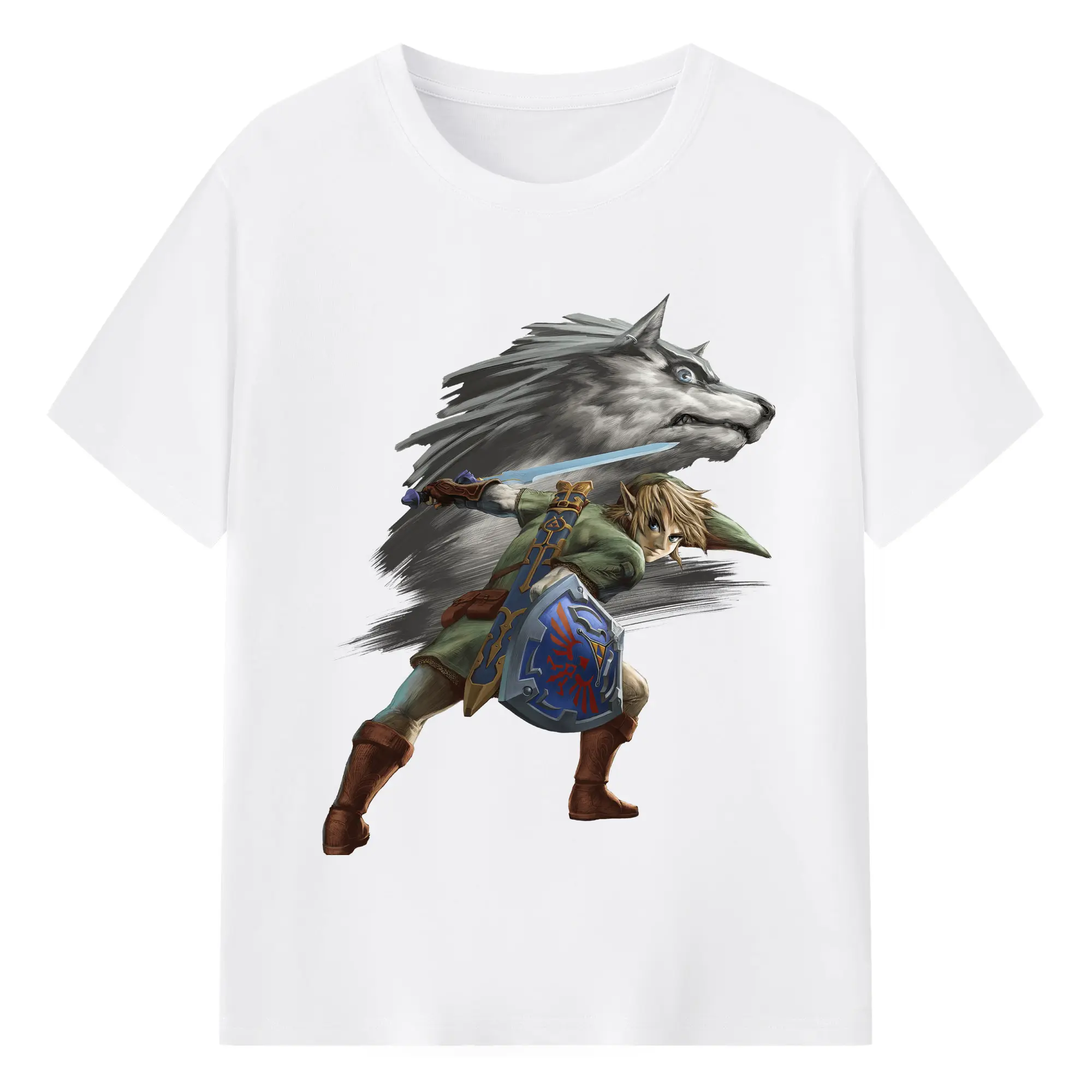 The Legend of Zelda Link painting t-shirt - 180g Cotton T-Shirt With Front Heat Transfer Print – Soft, Lightweight, Fitted Design – Comfortable Casual Wear For Sports & Everyday Use