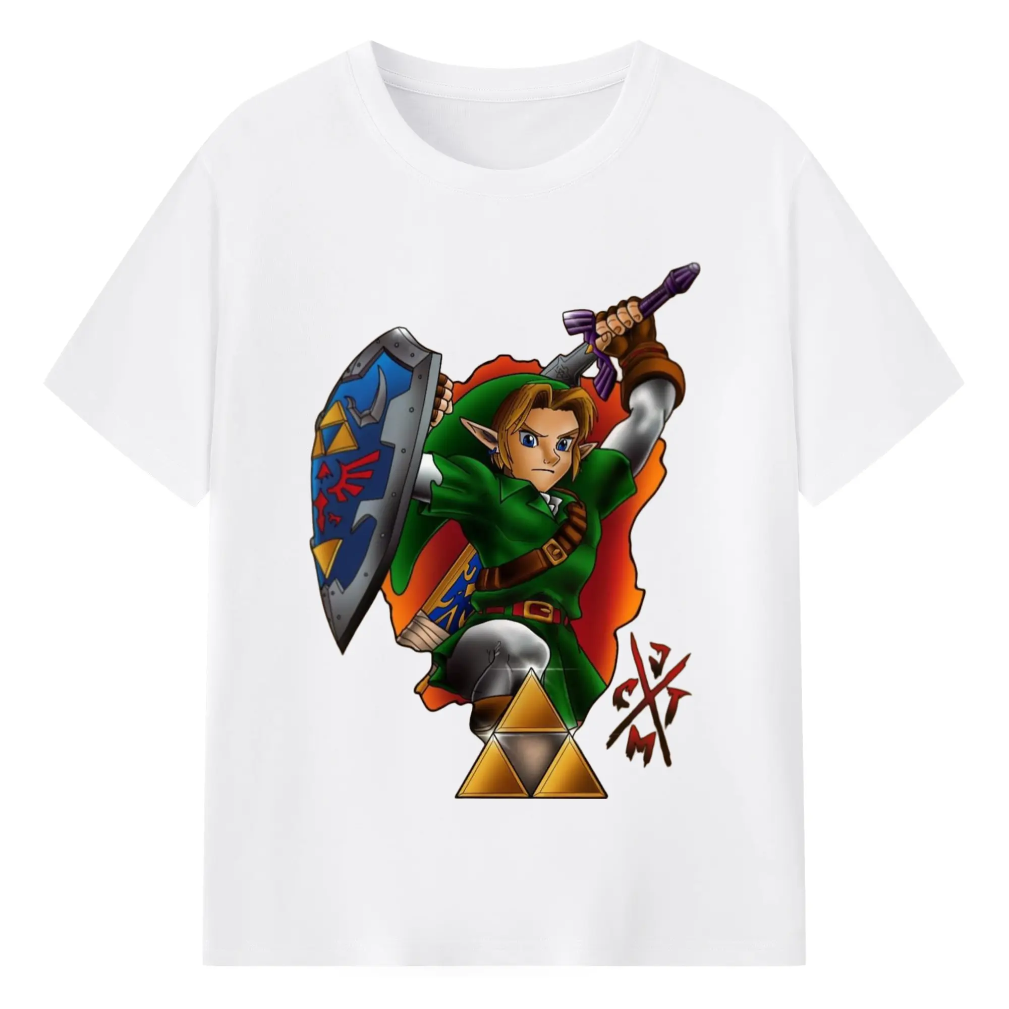 Vintage the legend of zelda link shirt​ - 180g Cotton T-Shirt With Front Heat Transfer Print – Soft, Lightweight, Fitted Design – Comfortable Casual Wear For Sports & Everyday Use