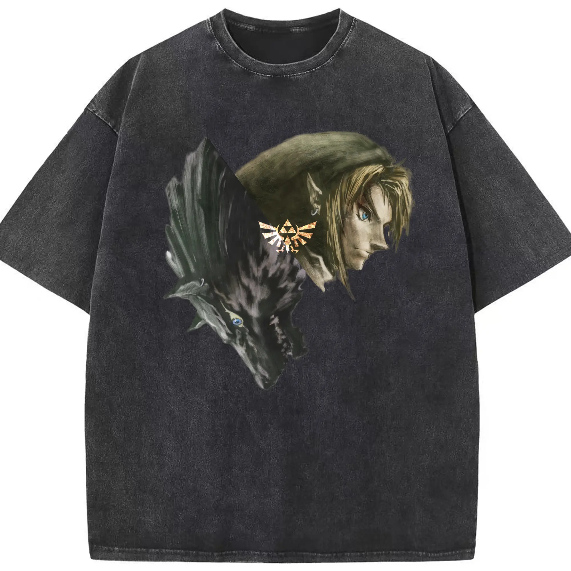 Men&#039;s The Legend of Zelda Link graphic shirt - Washed Vintage Look 230g Cotton Oversized T-Shirt With Front Heat Transfer Print – Soft, Lightweight, Stylish Fit – Comfortable Casual Wear For Sports & Everyday Use