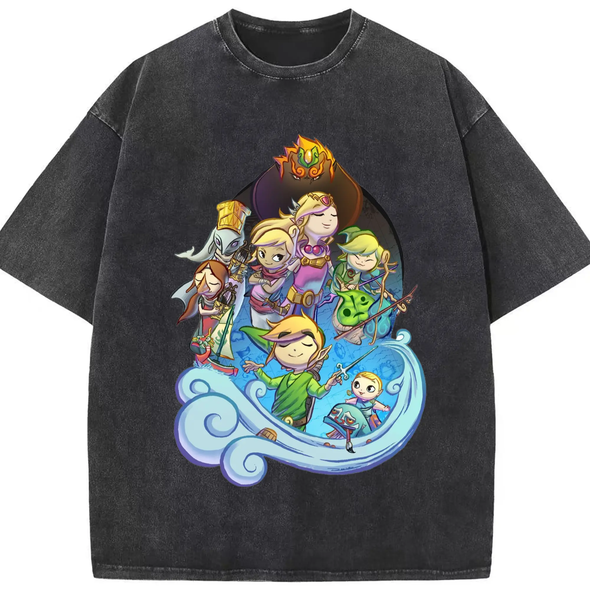 The Legend of Zelda Link shirt - Washed Vintage Look 230g Cotton Oversized T-Shirt With Front Heat Transfer Print – Soft, Lightweight, Stylish Fit – Comfortable Casual Wear For Sports & Everyday Use