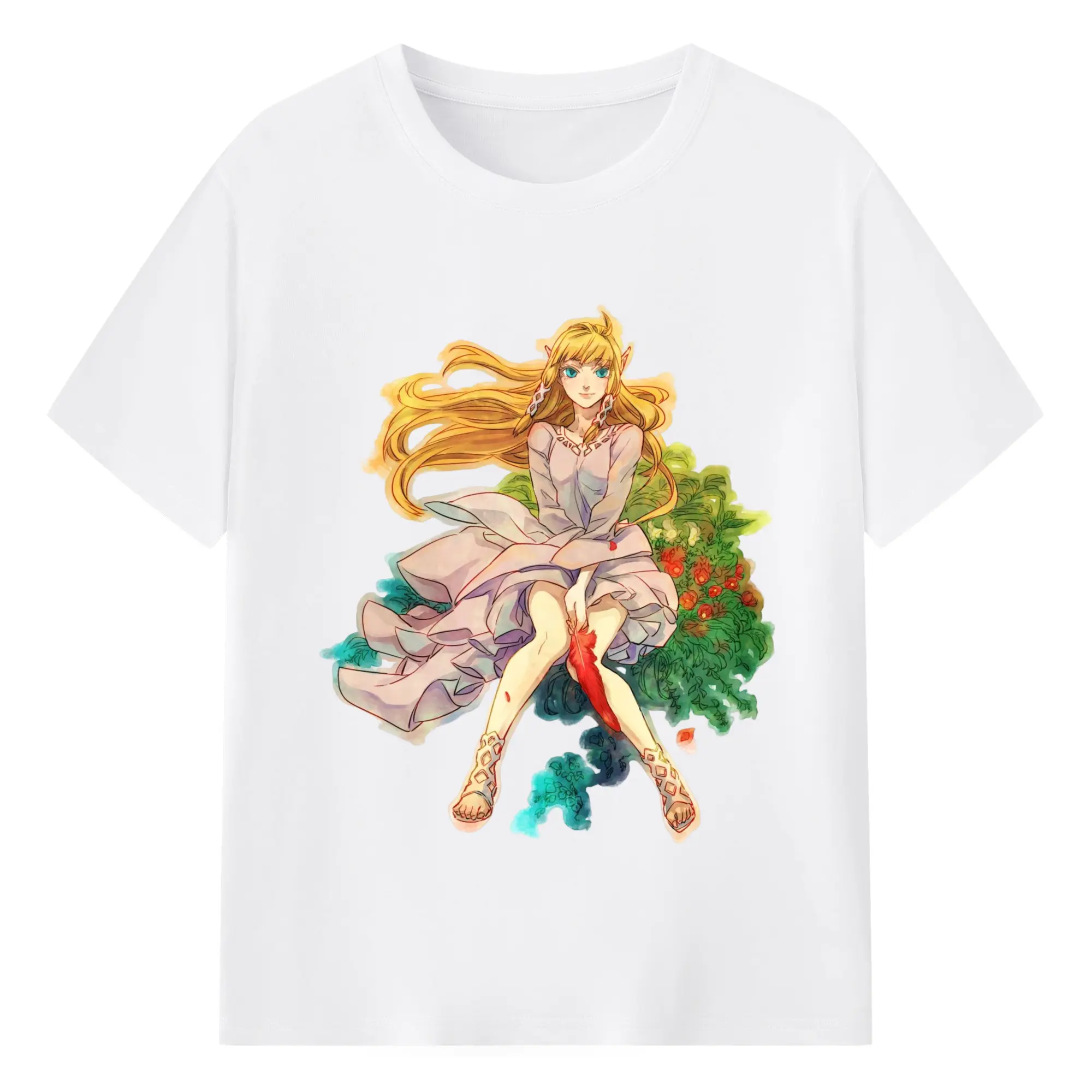 Retro the legend of zelda Princess Zelda t-shirt​ - 180g Cotton T-Shirt With Front Heat Transfer Print – Soft, Lightweight, Fitted Design – Comfortable Casual Wear For Sports & Everyday Use