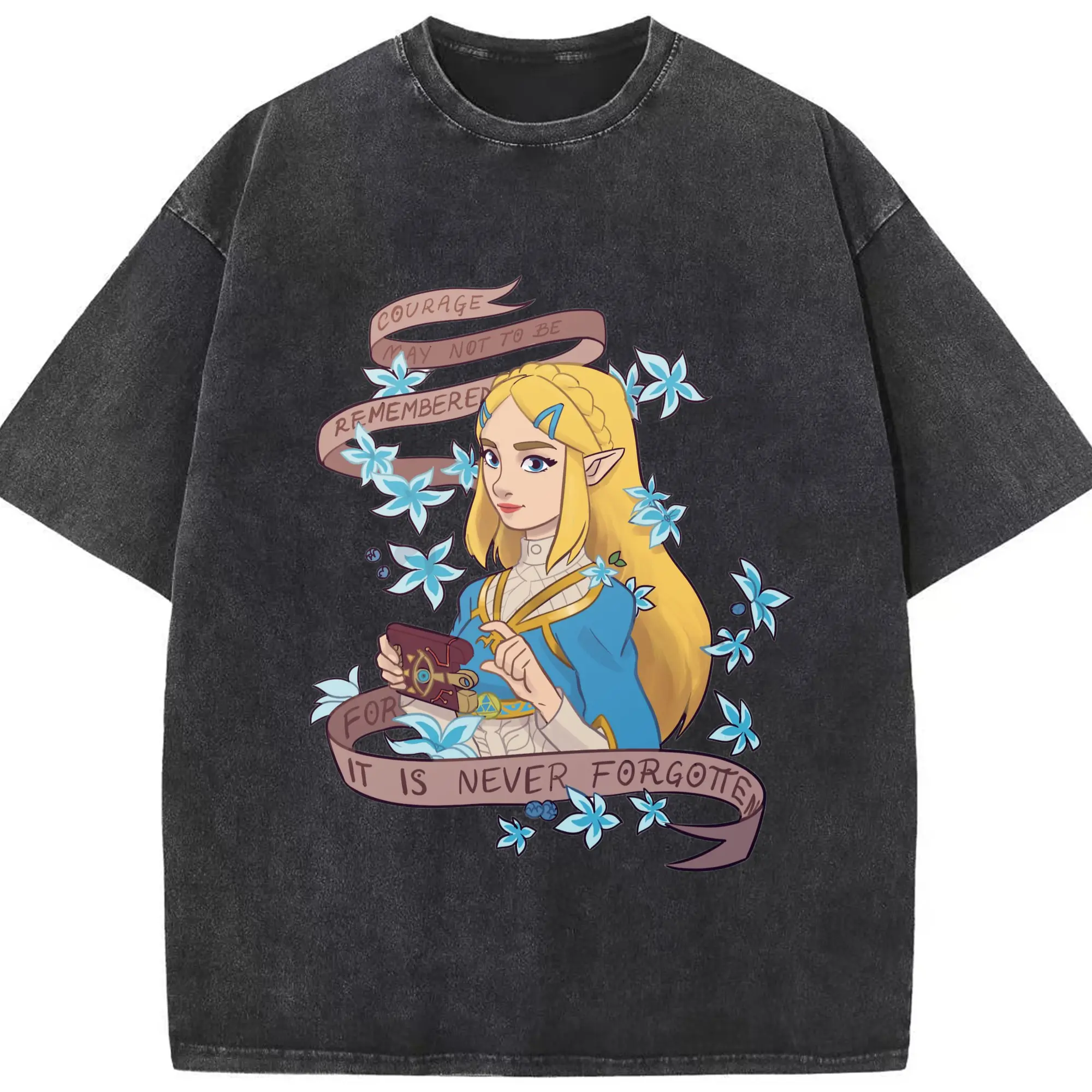 Men's the legend of zelda Princess Zelda shirt​ - Washed Vintage Look 230g Cotton Oversized T-Shirt With Front Heat Transfer Print – Soft, Lightweight, Stylish Fit – Comfortable Casual Wear For Sports & Everyday Use