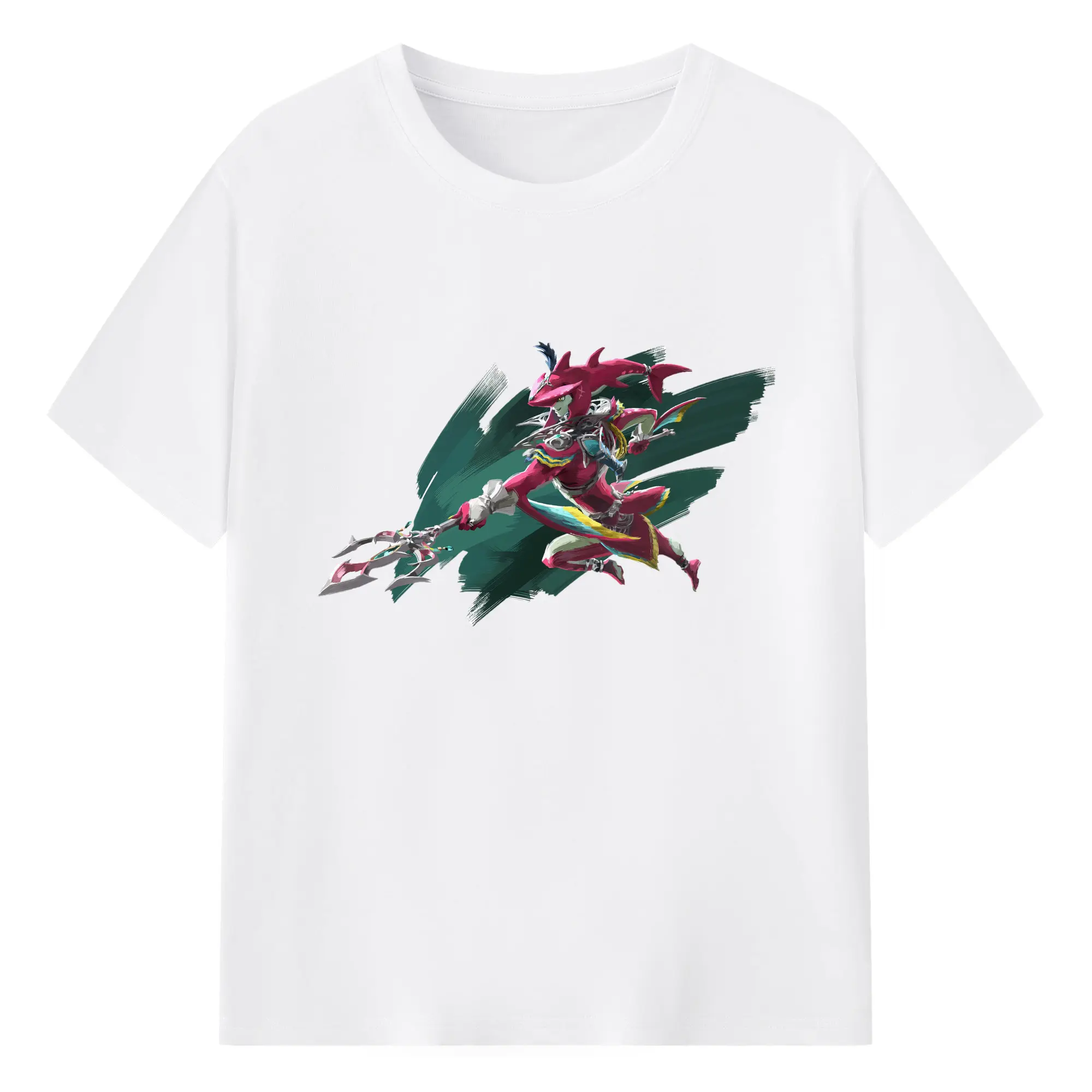 Legend of Zelda Prince Sidon art T-Shirt - 180g Cotton T-Shirt With Front Heat Transfer Print – Soft, Lightweight, Fitted Design – Comfortable Casual Wear For Sports & Everyday Use