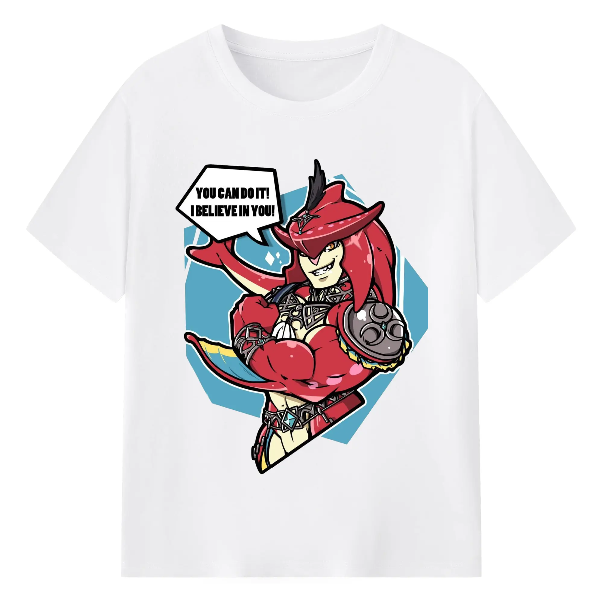 Legend of Zelda Prince Sidon Design  T-Shirt - 180g Cotton T-Shirt With Front Heat Transfer Print – Soft, Lightweight, Fitted Design – Comfortable Casual Wear For Sports & Everyday Use