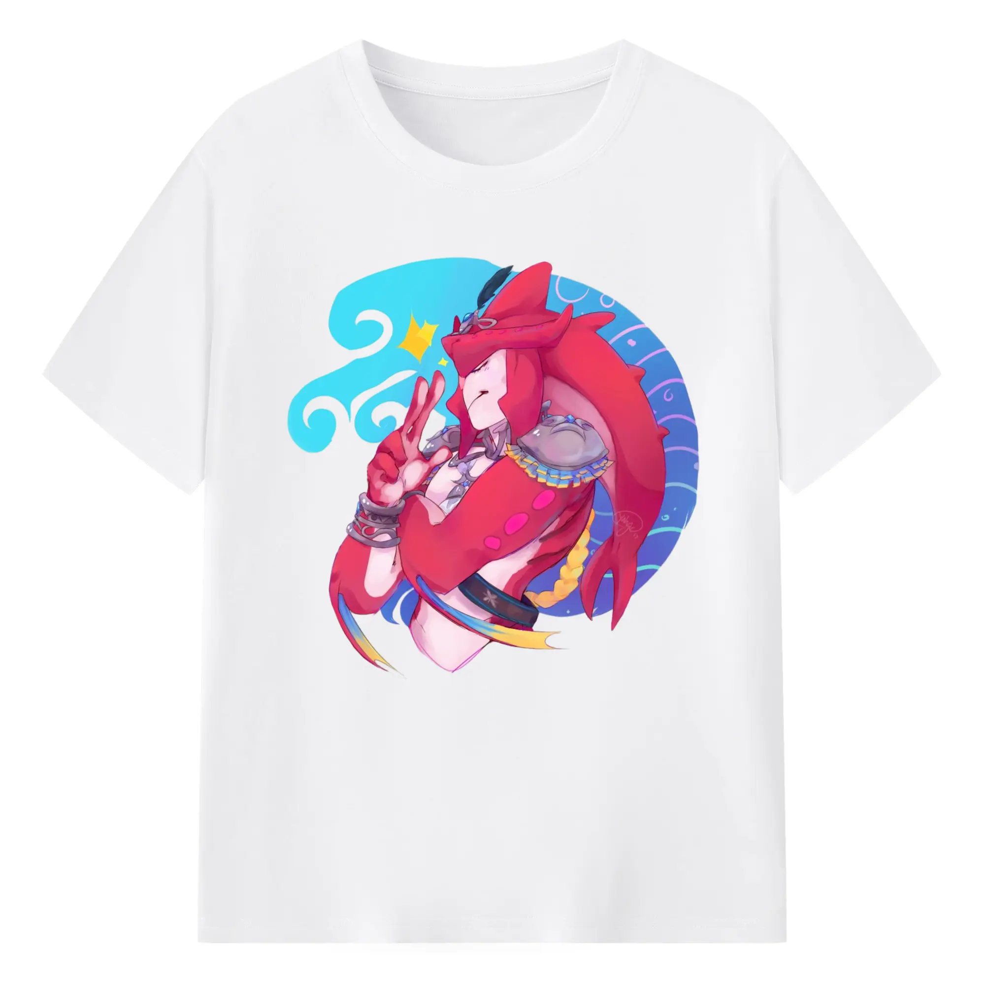 The legend of zelda Sidon graphic tee - 180g Cotton T-Shirt With Front Heat Transfer Print – Soft, Lightweight, Fitted Design – Comfortable Casual Wear For Sports & Everyday Use