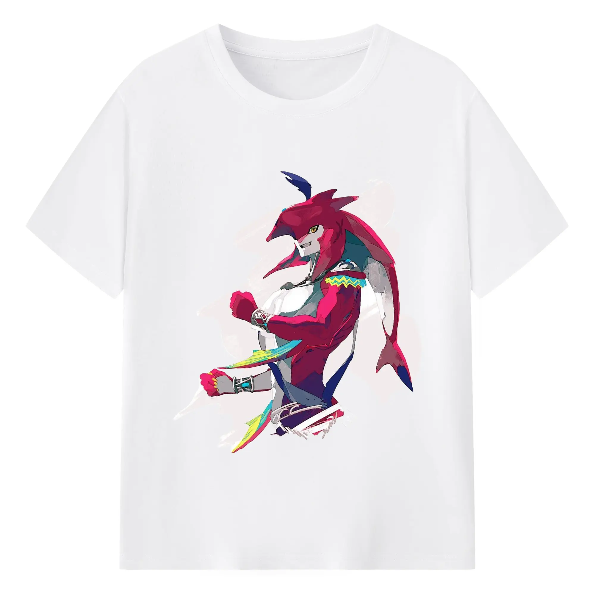 The legend of zelda Sidon t-shirt - 180g Cotton T-Shirt With Front Heat Transfer Print – Soft, Lightweight, Fitted Design – Comfortable Casual Wear For Sports & Everyday Use