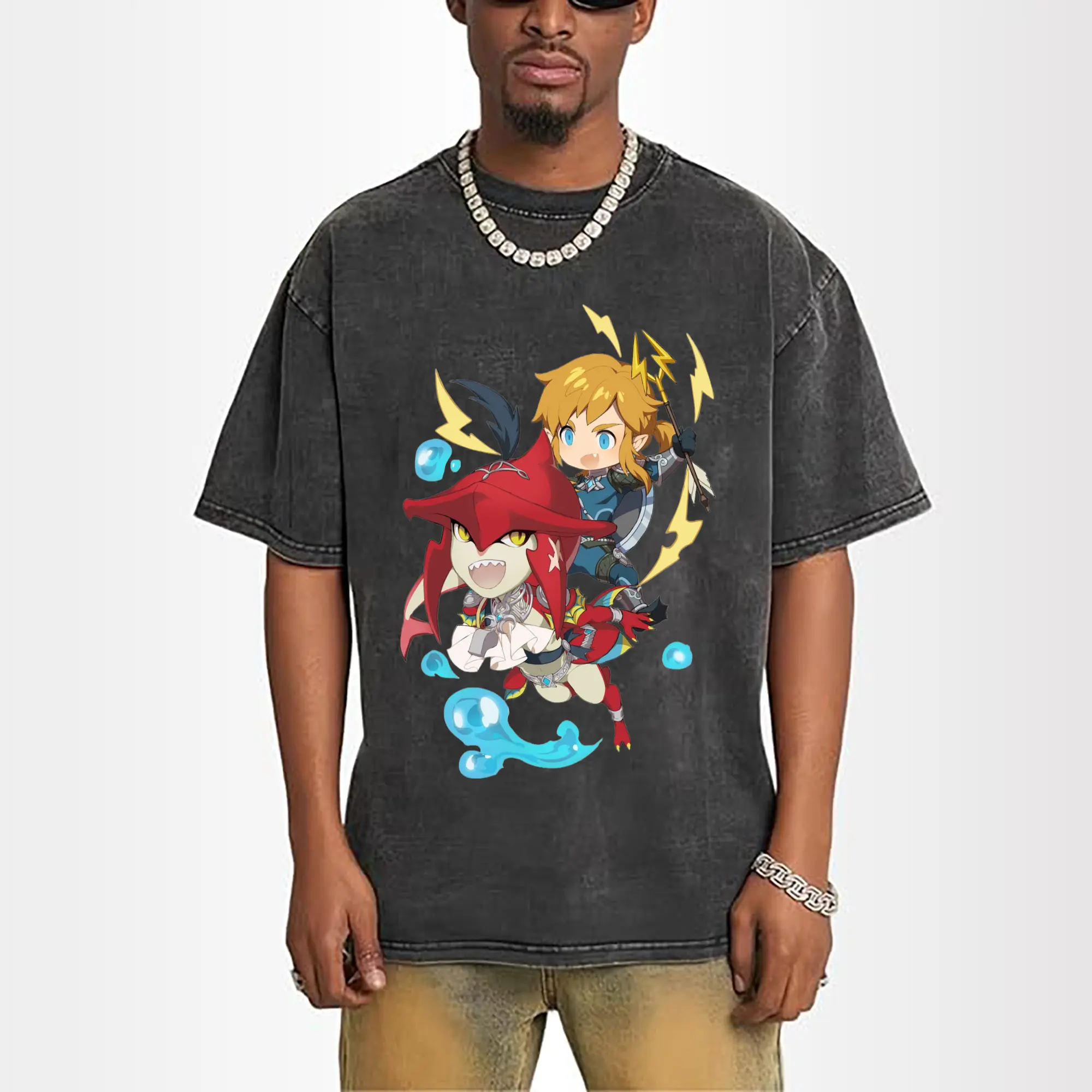 the legend of zelda Sidon and link t-shirt