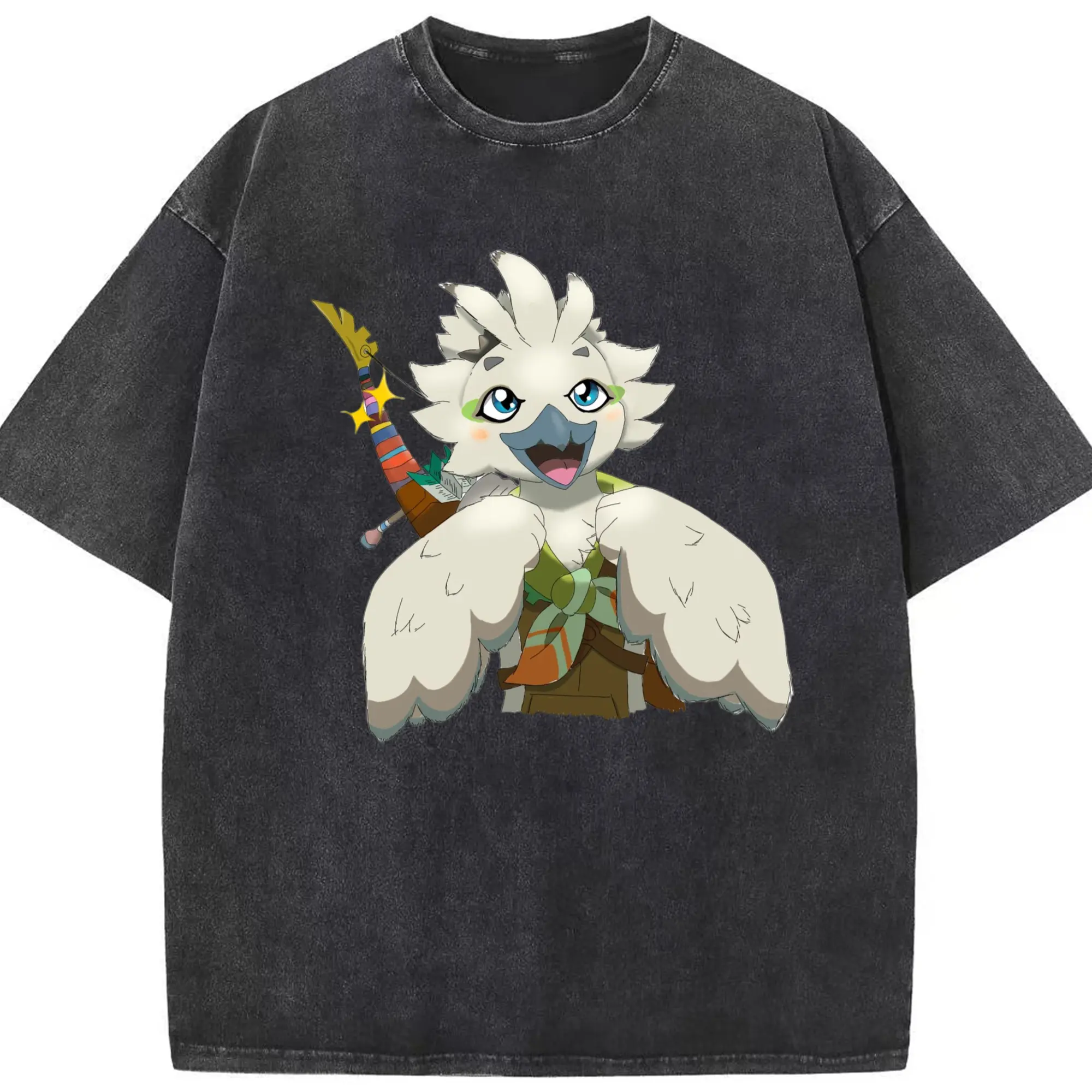 Youth the legend of zelda Tulin collage graphic tee - Washed Vintage Look 230g Cotton Oversized T-Shirt With Front Heat Transfer Print – Soft, Lightweight, Stylish Fit – Comfortable Casual Wear For Sports & Everyday Use