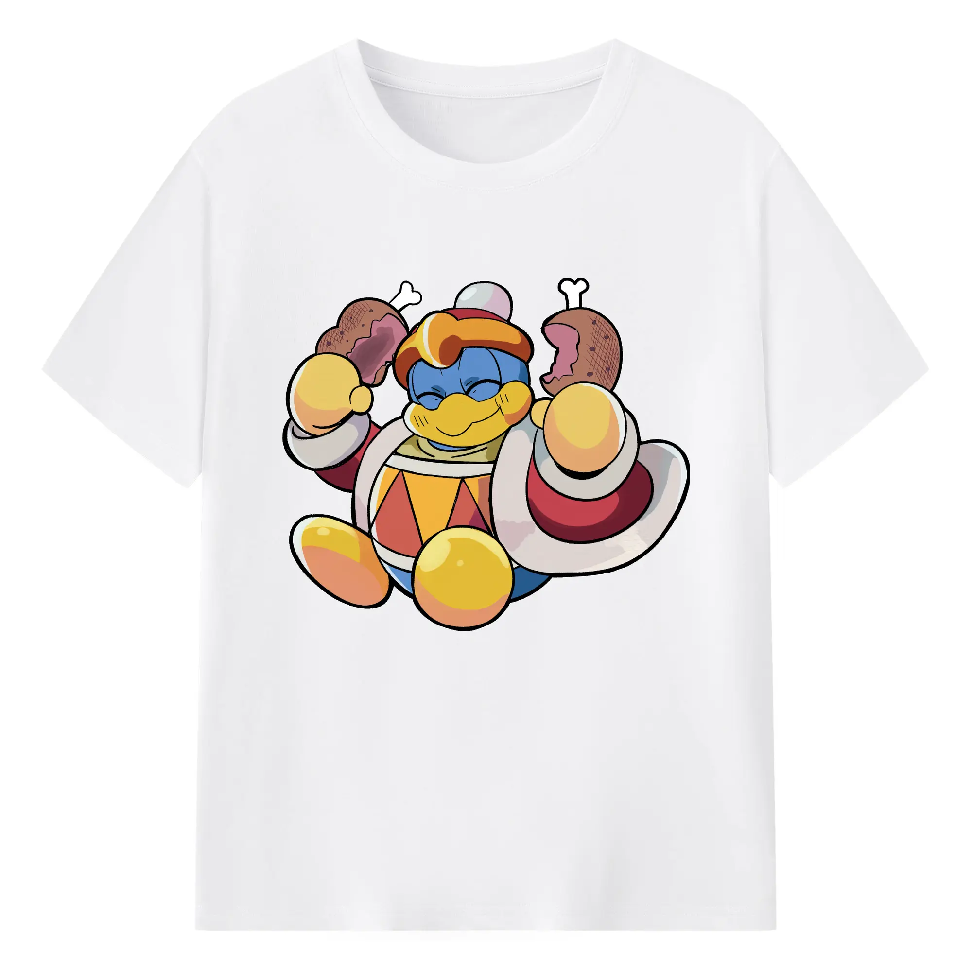King Dedede eating graphic shirt - 180g Cotton T-Shirt With Front Heat Transfer Print – Soft, Lightweight, Fitted Design – Comfortable Casual Wear For Sports & Everyday Use
