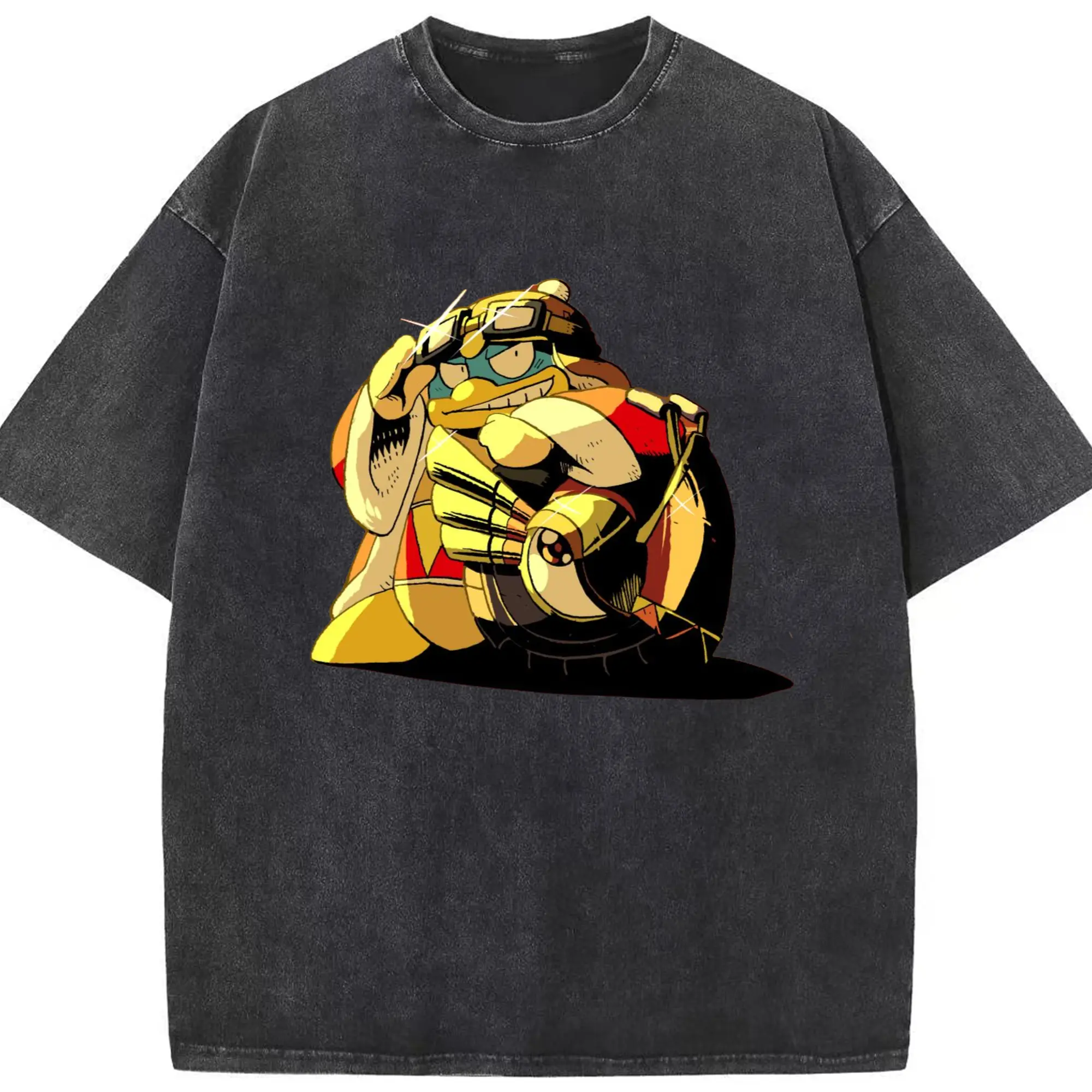 King Dedede Kirby graphic Tee - Washed Vintage Look 230g Cotton Oversized T-Shirt With Front Heat Transfer Print – Soft, Lightweight, Stylish Fit – Comfortable Casual Wear For Sports & Everyday Use