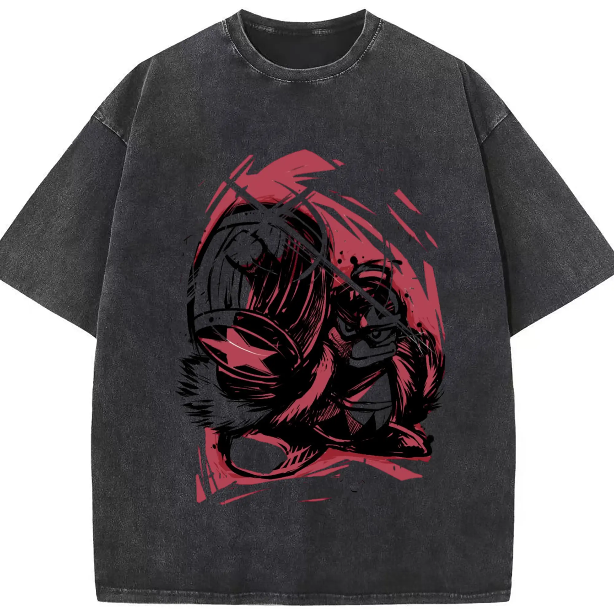 King Dedede Kirby icon T-Shirt - Washed Vintage Look 230g Cotton Oversized T-Shirt With Front Heat Transfer Print – Soft, Lightweight, Stylish Fit – Comfortable Casual Wear For Sports & Everyday Use