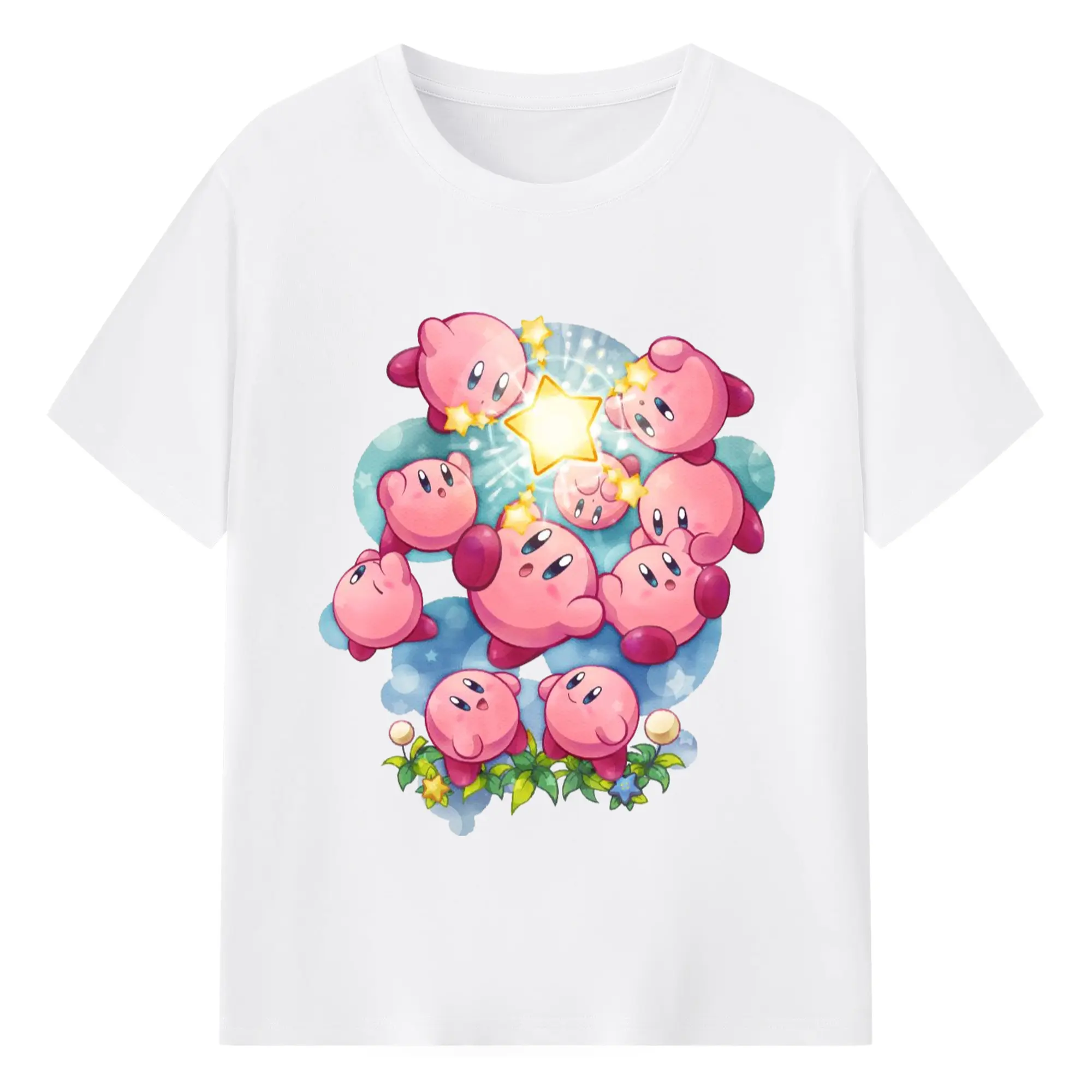 Kirby tee collage shirt - 180g Cotton T-Shirt With Front Heat Transfer Print – Soft, Lightweight, Fitted Design – Comfortable Casual Wear For Sports & Everyday Use