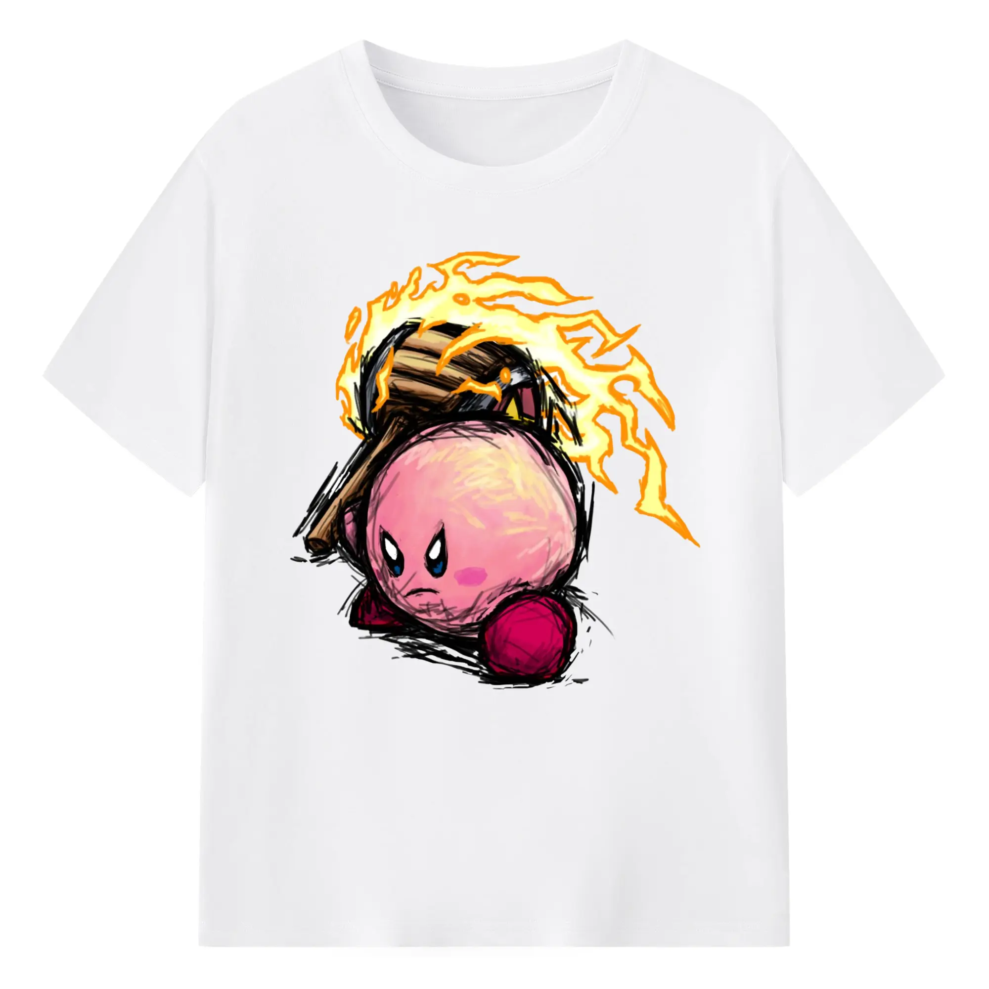 Kirby tee shirt - 180g Cotton T-Shirt With Front Heat Transfer Print – Soft, Lightweight, Fitted Design – Comfortable Casual Wear For Sports & Everyday Use