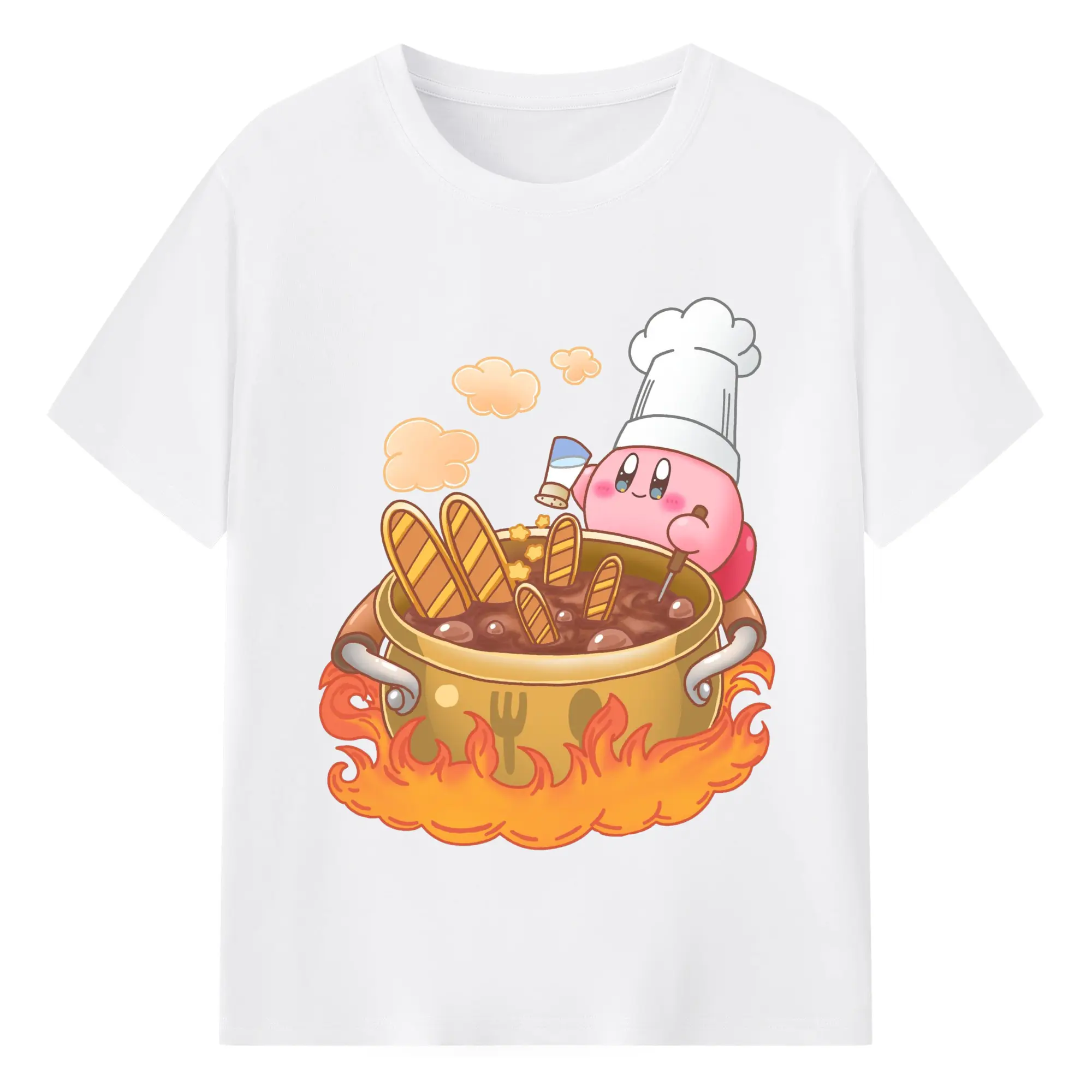 Nintendo chef kirby t shirt​ - 180g Cotton T-Shirt With Front Heat Transfer Print – Soft, Lightweight, Fitted Design – Comfortable Casual Wear For Sports & Everyday Use