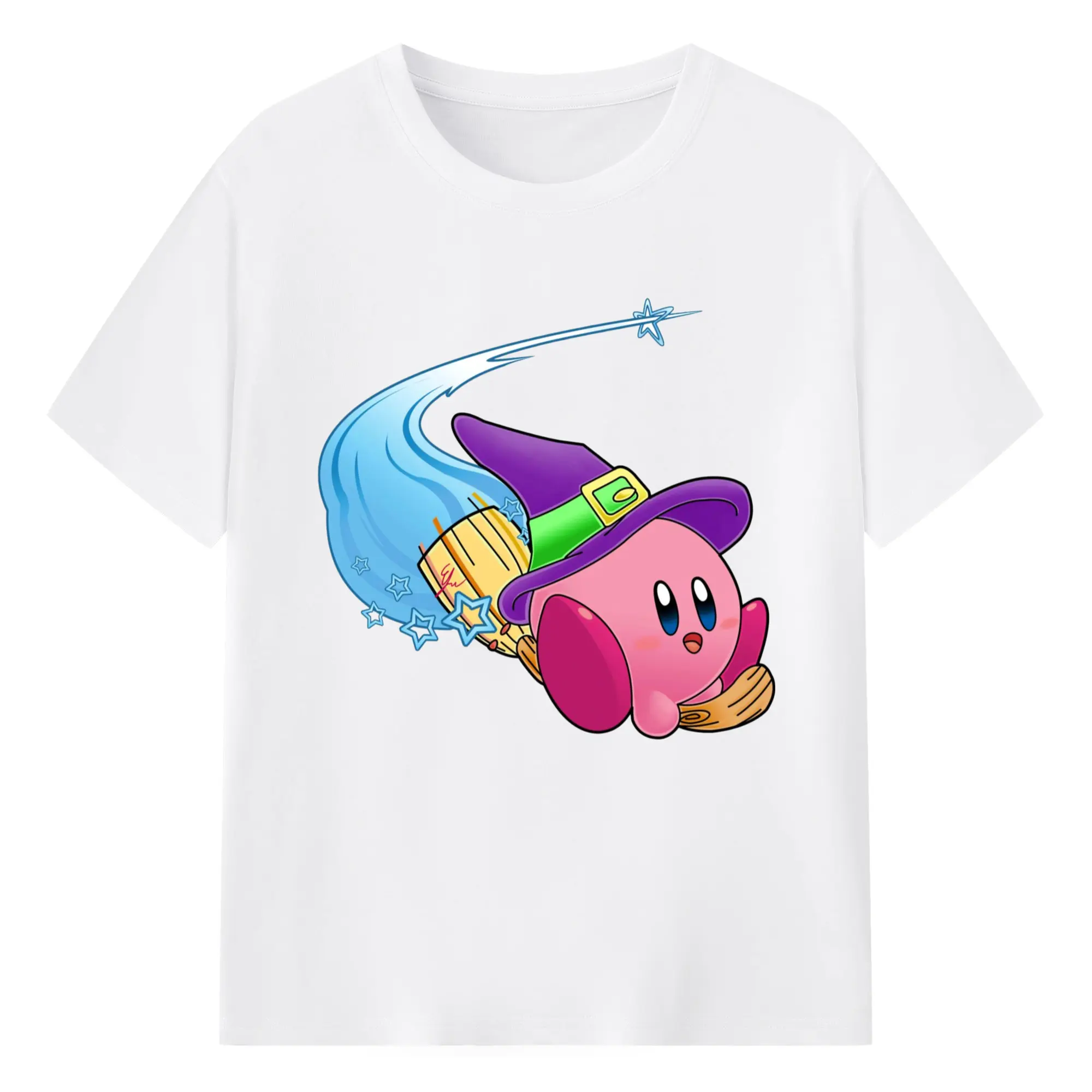 Nintendo kirby graphic t shirt​ - 180g Cotton T-Shirt With Front Heat Transfer Print – Soft, Lightweight, Fitted Design – Comfortable Casual Wear For Sports & Everyday Use