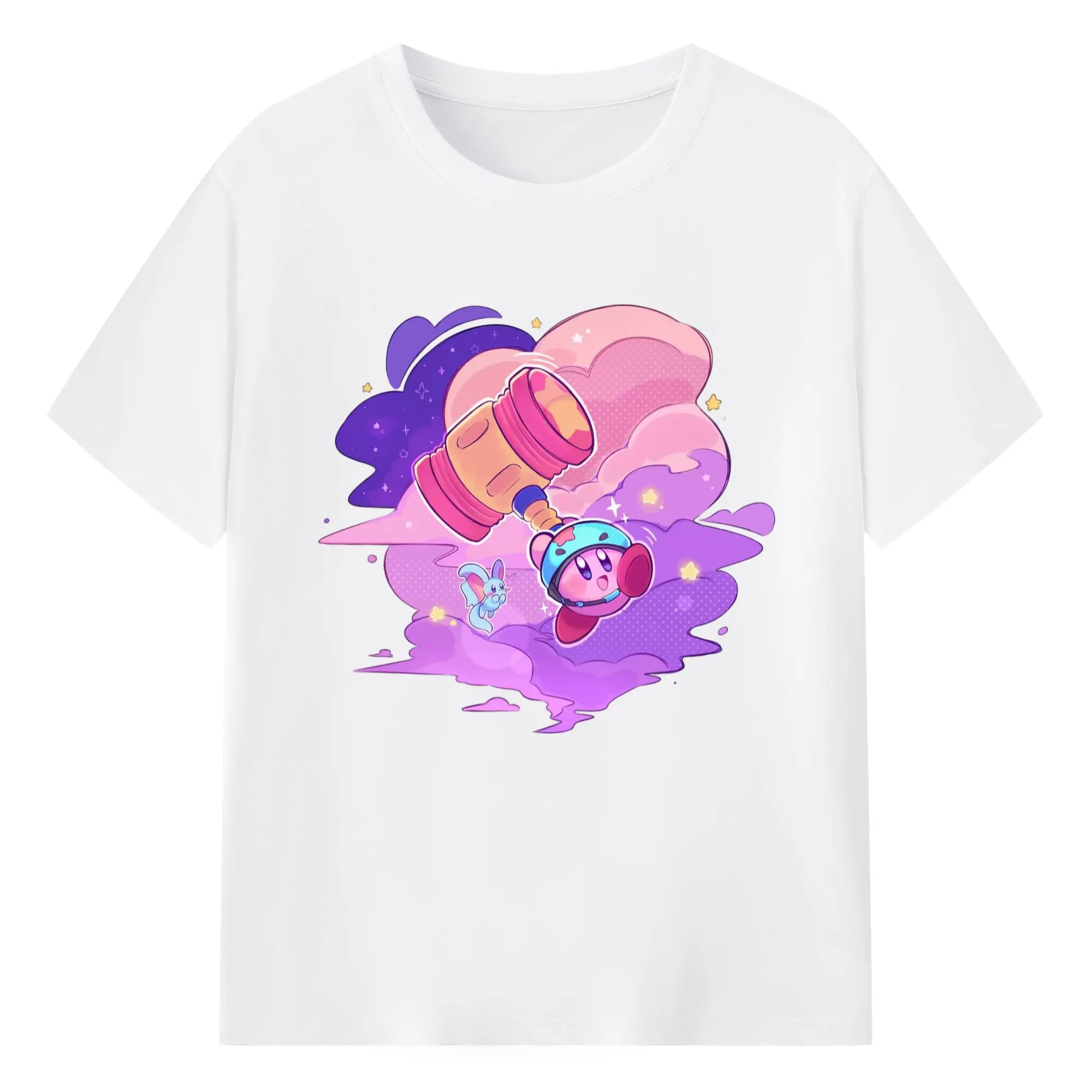 Nintendo kirby t shirt​ - 180g Cotton T-Shirt With Front Heat Transfer Print – Soft, Lightweight, Fitted Design – Comfortable Casual Wear For Sports & Everyday Use