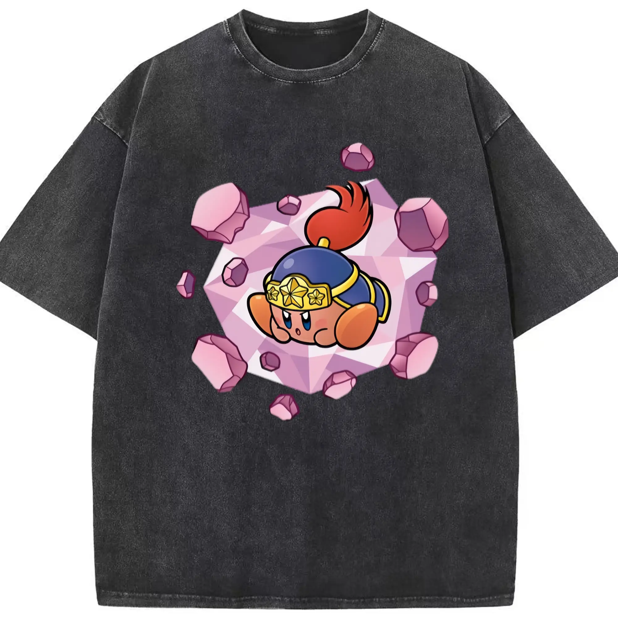 Men's Kirby graphic t-shirt - Washed Vintage Look 230g Cotton Oversized T-Shirt With Front Heat Transfer Print – Soft, Lightweight, Stylish Fit – Comfortable Casual Wear For Sports & Everyday Use