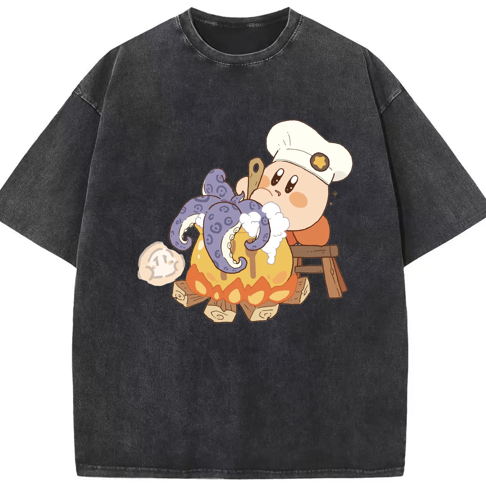 Youth Kirby graphic t-shirt - Washed Vintage Look 230g Cotton Oversized T-Shirt With Front Heat Transfer Print – Soft, Lightweight, Stylish Fit – Comfortable Casual Wear For Sports & Everyday Use