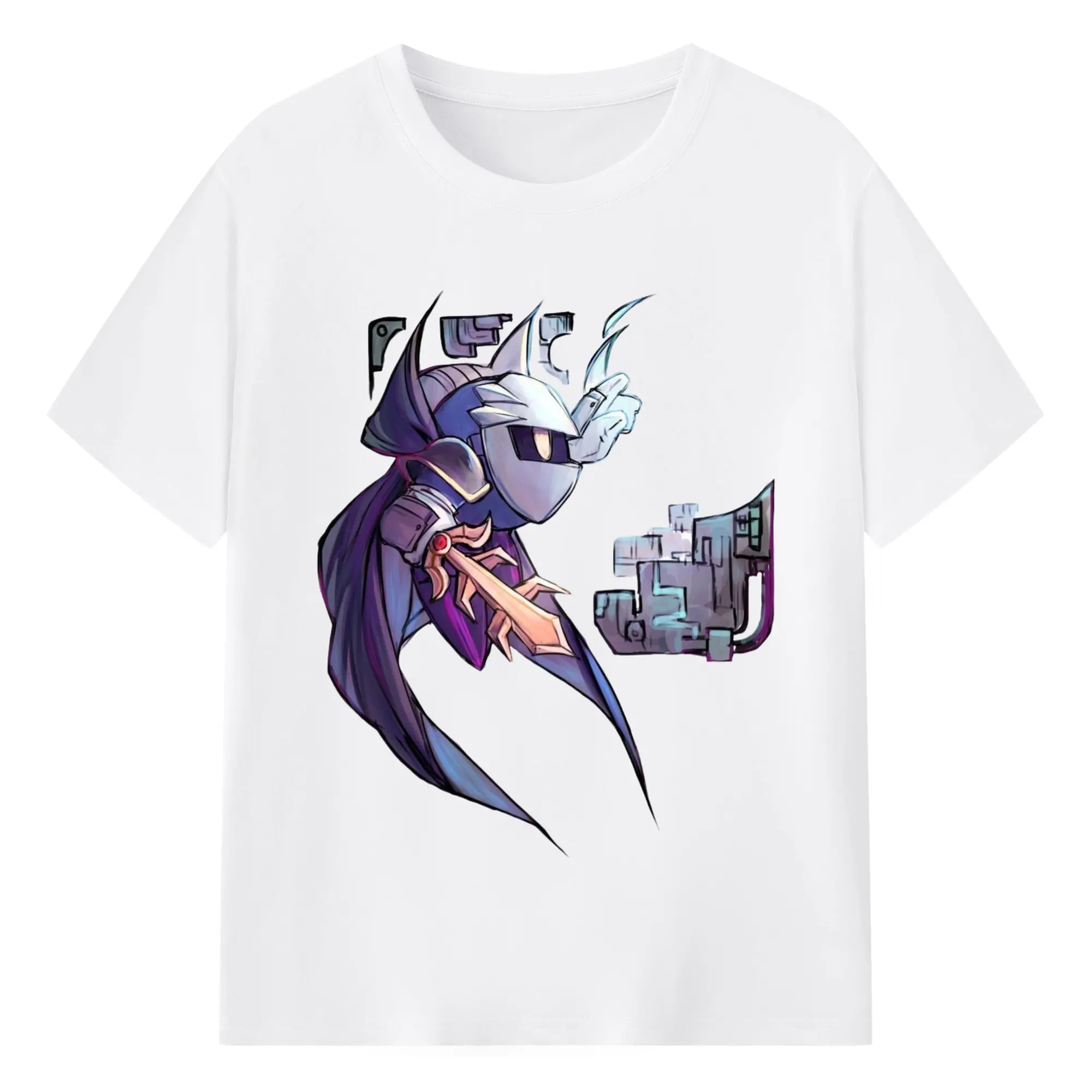 Youth Meta Knight art shirt - 180g Cotton T-Shirt With Front Heat Transfer Print – Soft, Lightweight, Fitted Design – Comfortable Casual Wear For Sports & Everyday Use