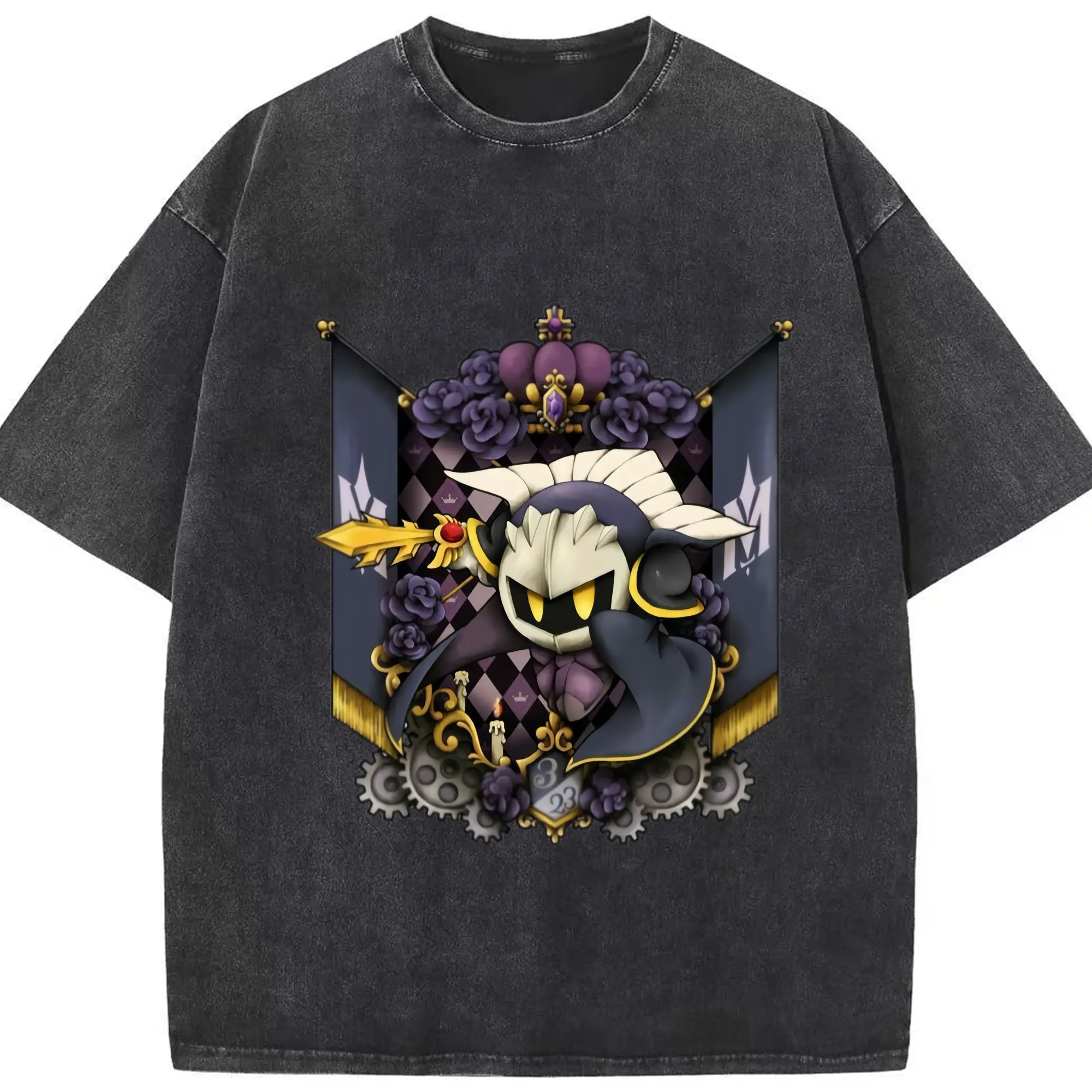 Meta Knight classic shirt - Washed Vintage Look 230g Cotton Oversized T-Shirt With Front Heat Transfer Print – Soft, Lightweight, Stylish Fit – Comfortable Casual Wear For Sports & Everyday Use