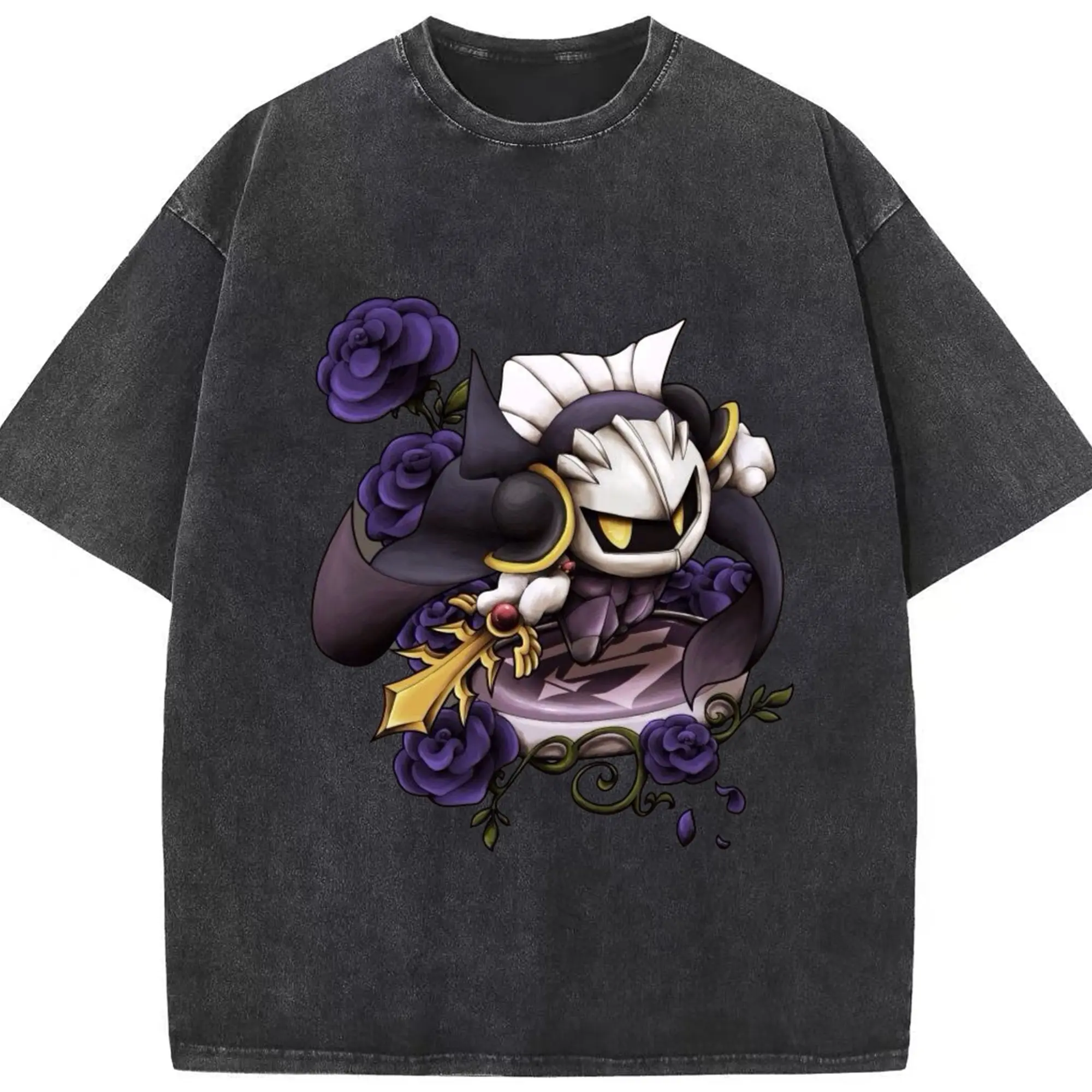 Meta Knight classic tee - Washed Vintage Look 230g Cotton Oversized T-Shirt With Front Heat Transfer Print – Soft, Lightweight, Stylish Fit – Comfortable Casual Wear For Sports & Everyday Use