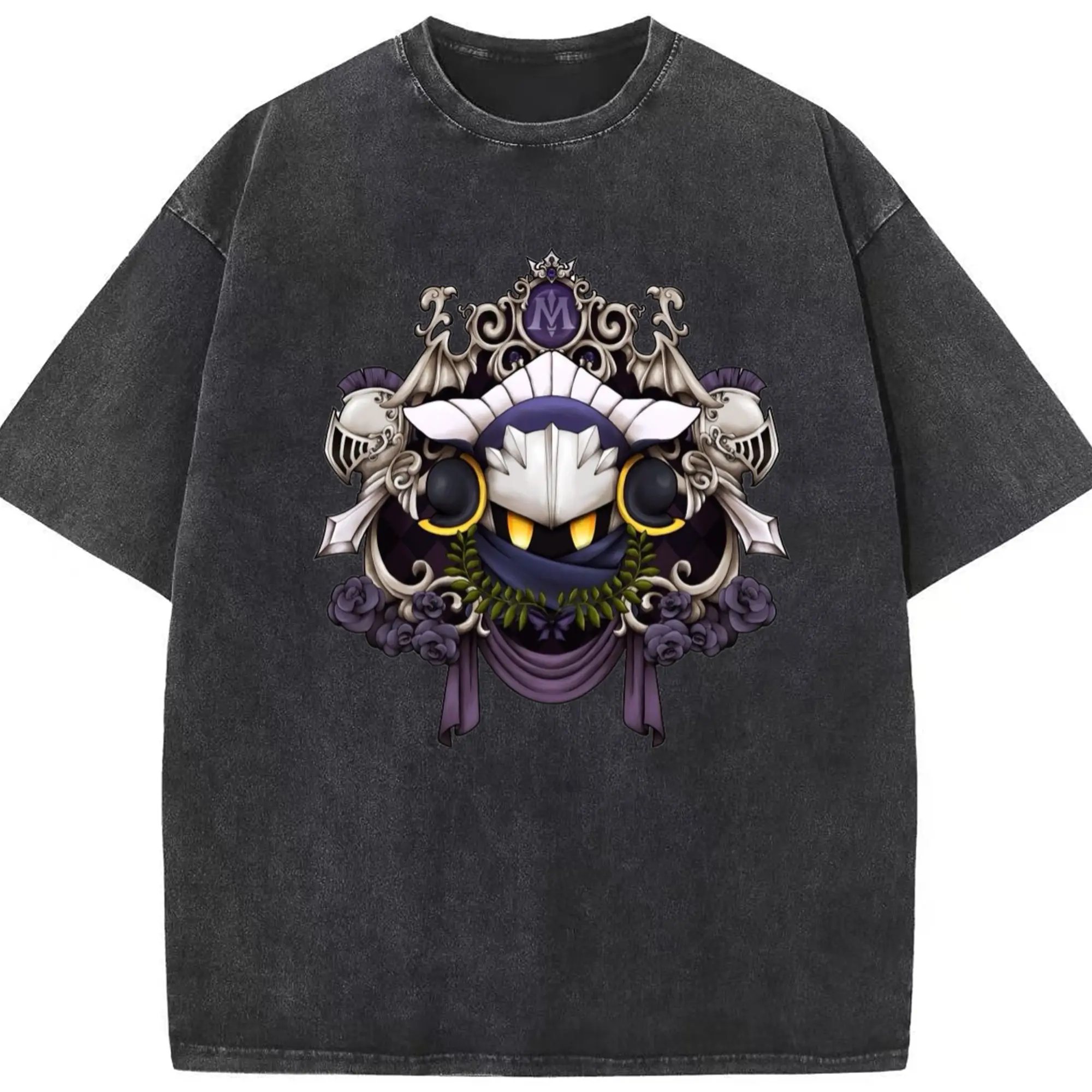 Meta Knight classic t-shirt - Washed Vintage Look 230g Cotton Oversized T-Shirt With Front Heat Transfer Print – Soft, Lightweight, Stylish Fit – Comfortable Casual Wear For Sports & Everyday Use
