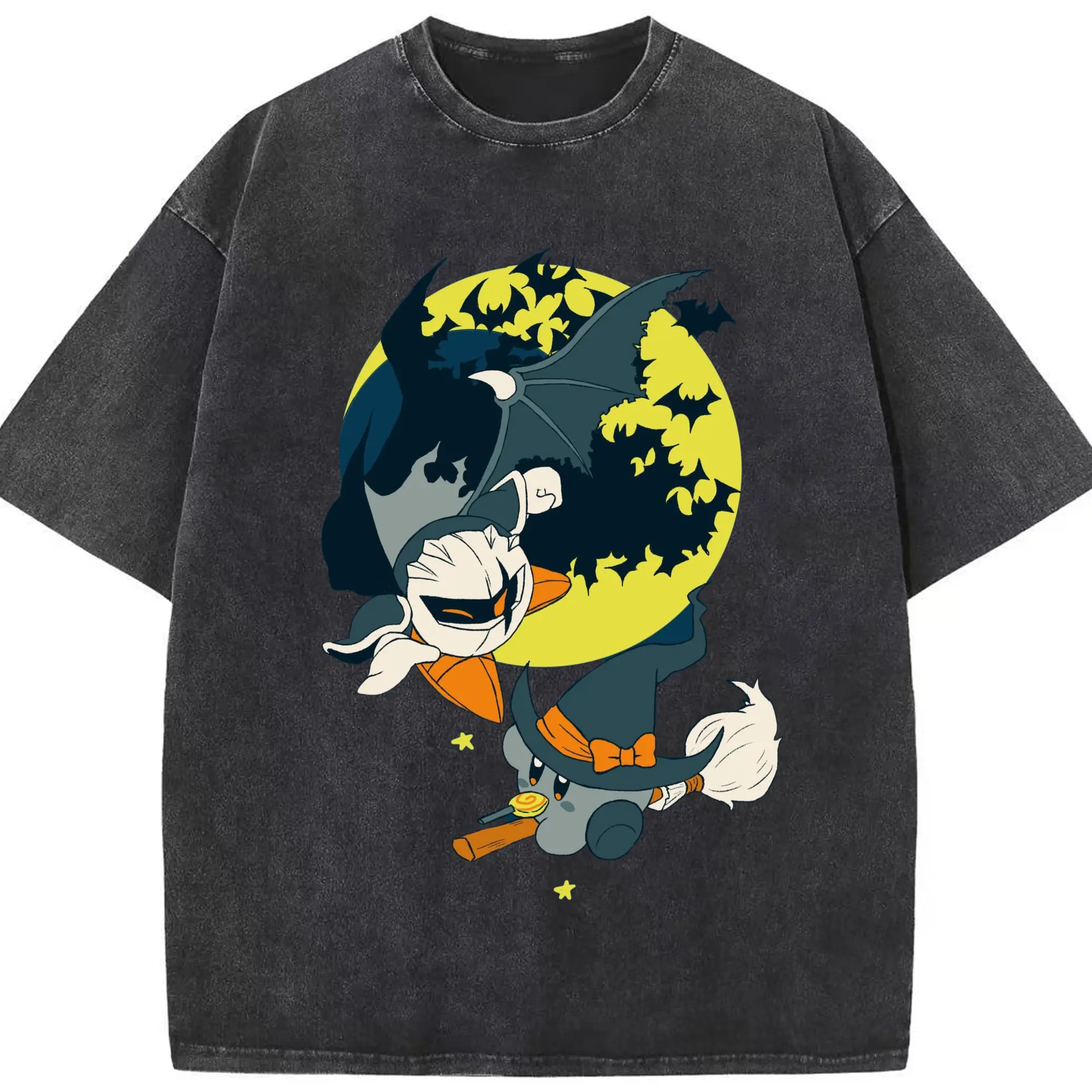 Meta Knight t shirt - Washed Vintage Look 230g Cotton Oversized T-Shirt With Front Heat Transfer Print – Soft, Lightweight, Stylish Fit – Comfortable Casual Wear For Sports & Everyday Use