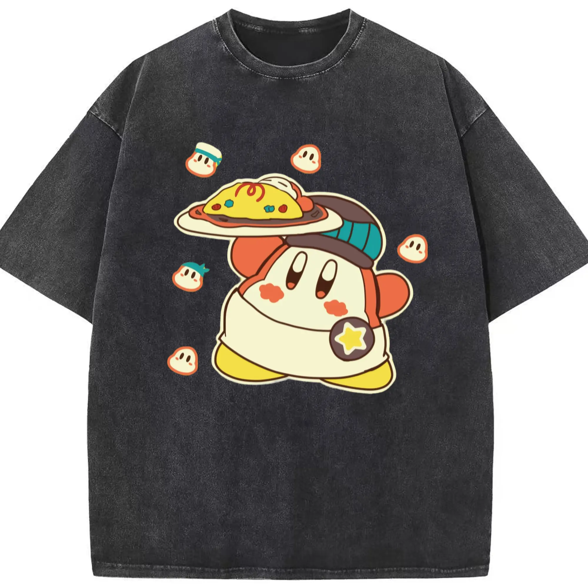 Waddle Dee collage tee - Washed Vintage Look 230g Cotton Oversized T-Shirt With Front Heat Transfer Print – Soft, Lightweight, Stylish Fit – Comfortable Casual Wear For Sports & Everyday Use