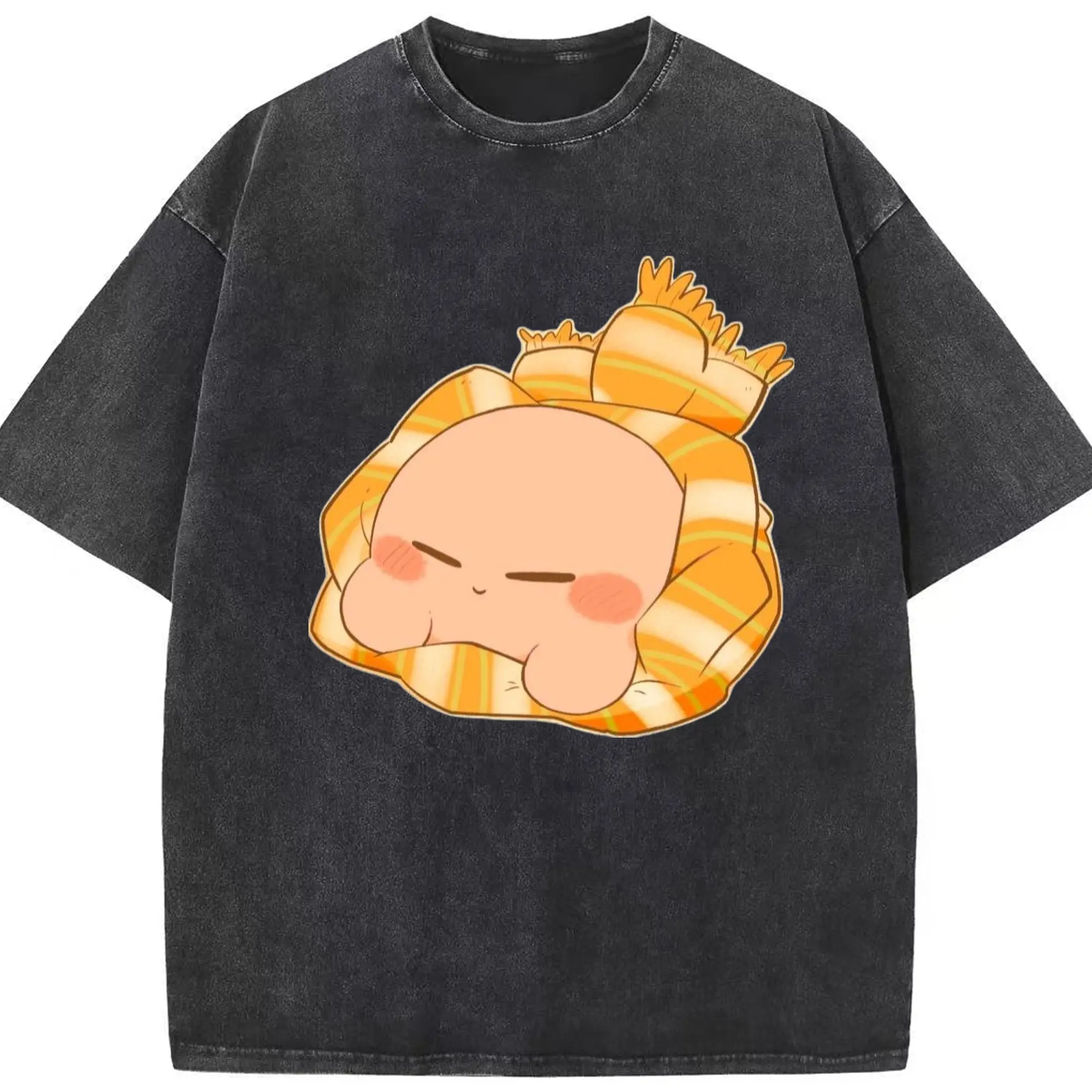 Waddle Dee face shirt - Washed Vintage Look 230g Cotton Oversized T-Shirt With Front Heat Transfer Print – Soft, Lightweight, Stylish Fit – Comfortable Casual Wear For Sports & Everyday Use
