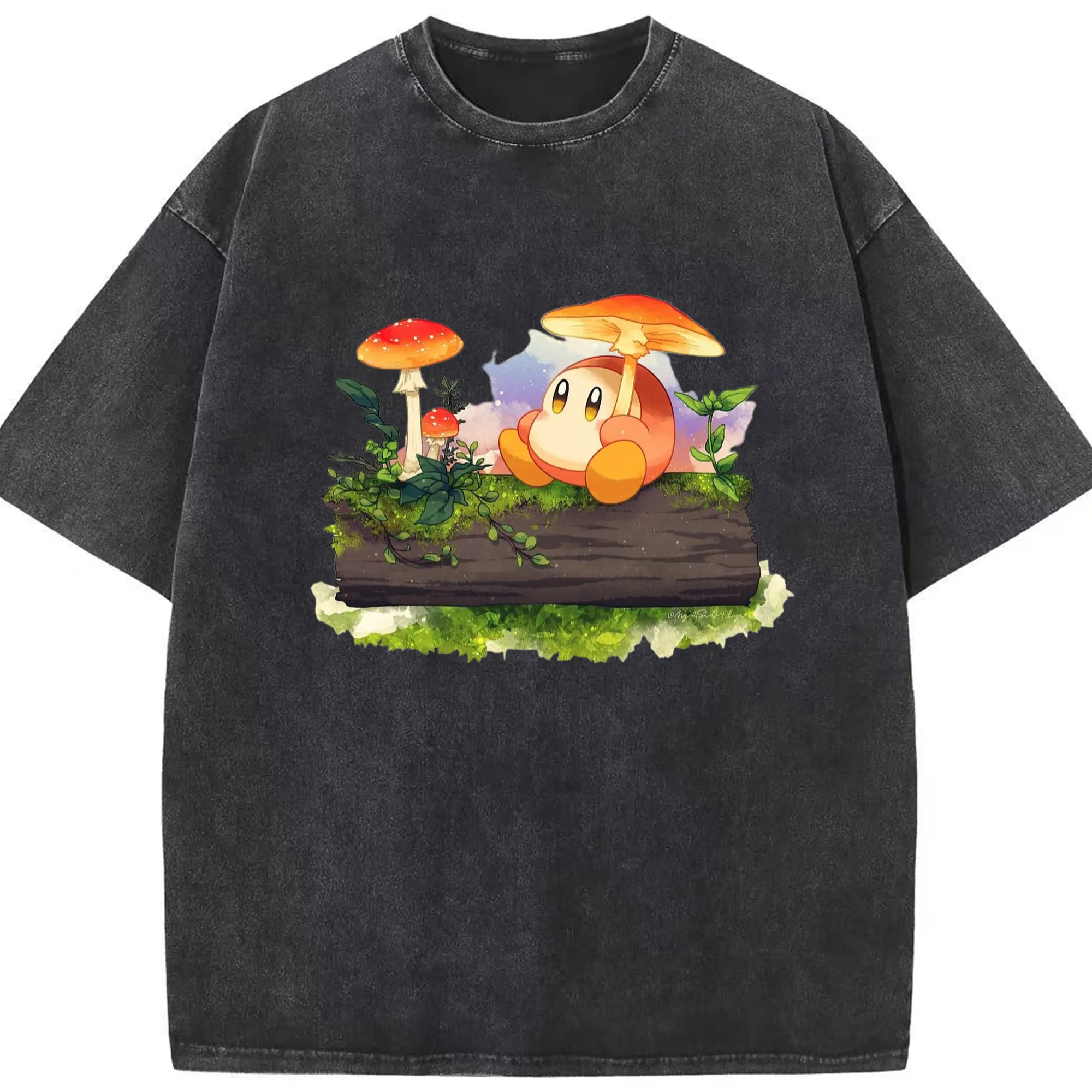 Waddle Dee graphic t-shirt - Washed Vintage Look 230g Cotton Oversized T-Shirt With Front Heat Transfer Print – Soft, Lightweight, Stylish Fit – Comfortable Casual Wear For Sports & Everyday Use