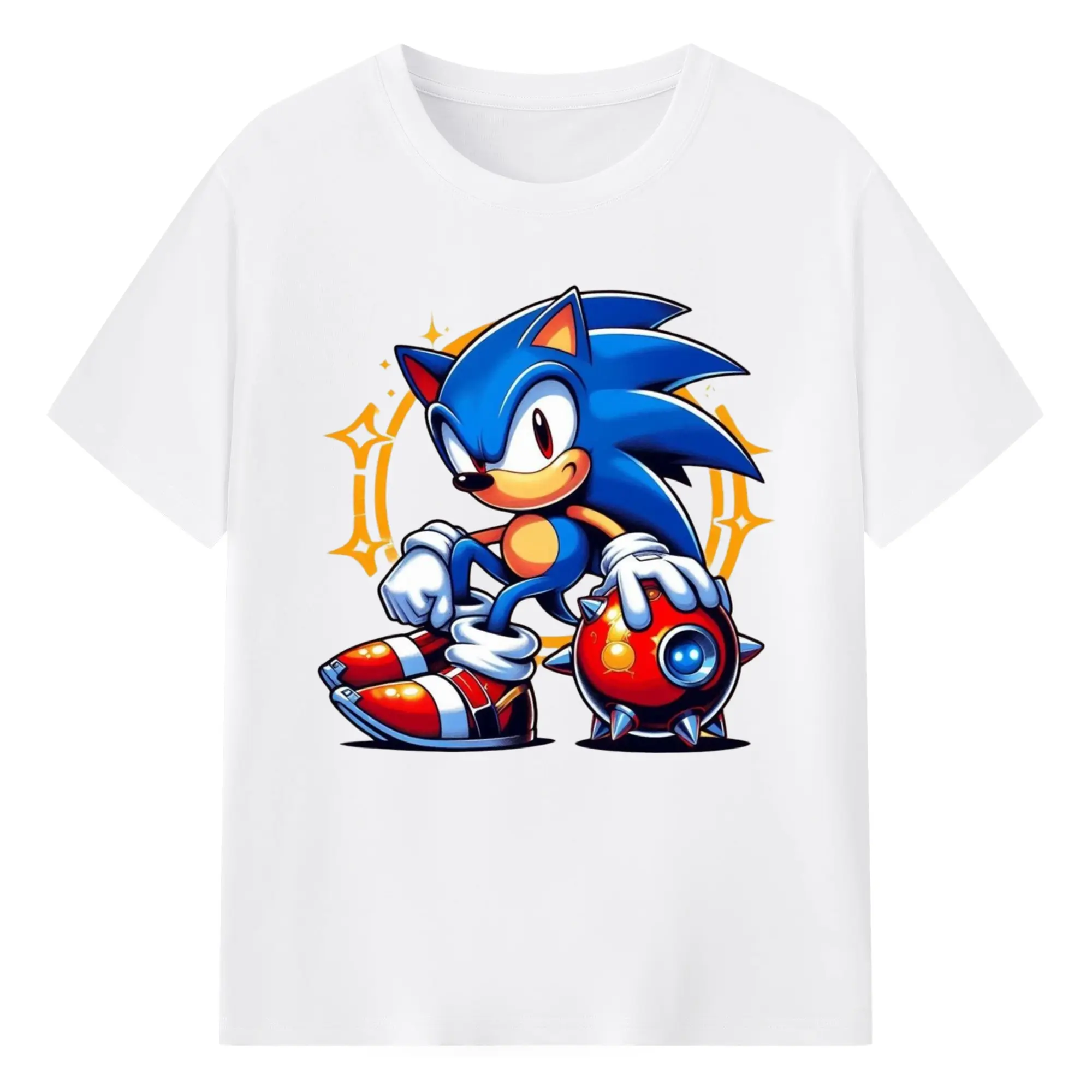 Super Sonic art t-shirt - 180g Cotton T-Shirt With Front Heat Transfer Print – Soft, Lightweight, Fitted Design – Comfortable Casual Wear For Sports & Everyday Use