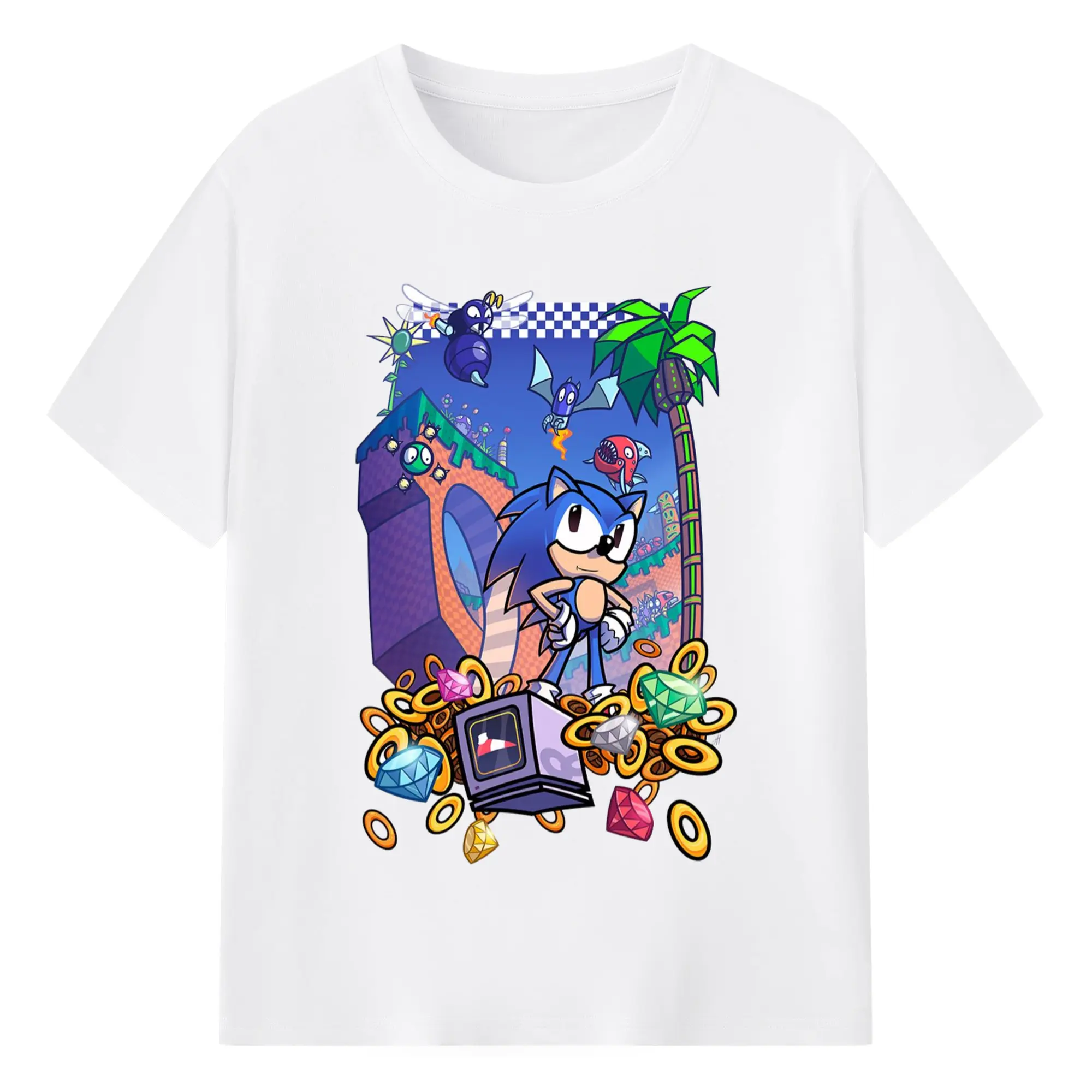 Super Sonic classic graphic t-shirt - 180g Cotton T-Shirt With Front Heat Transfer Print – Soft, Lightweight, Fitted Design – Comfortable Casual Wear For Sports & Everyday Use