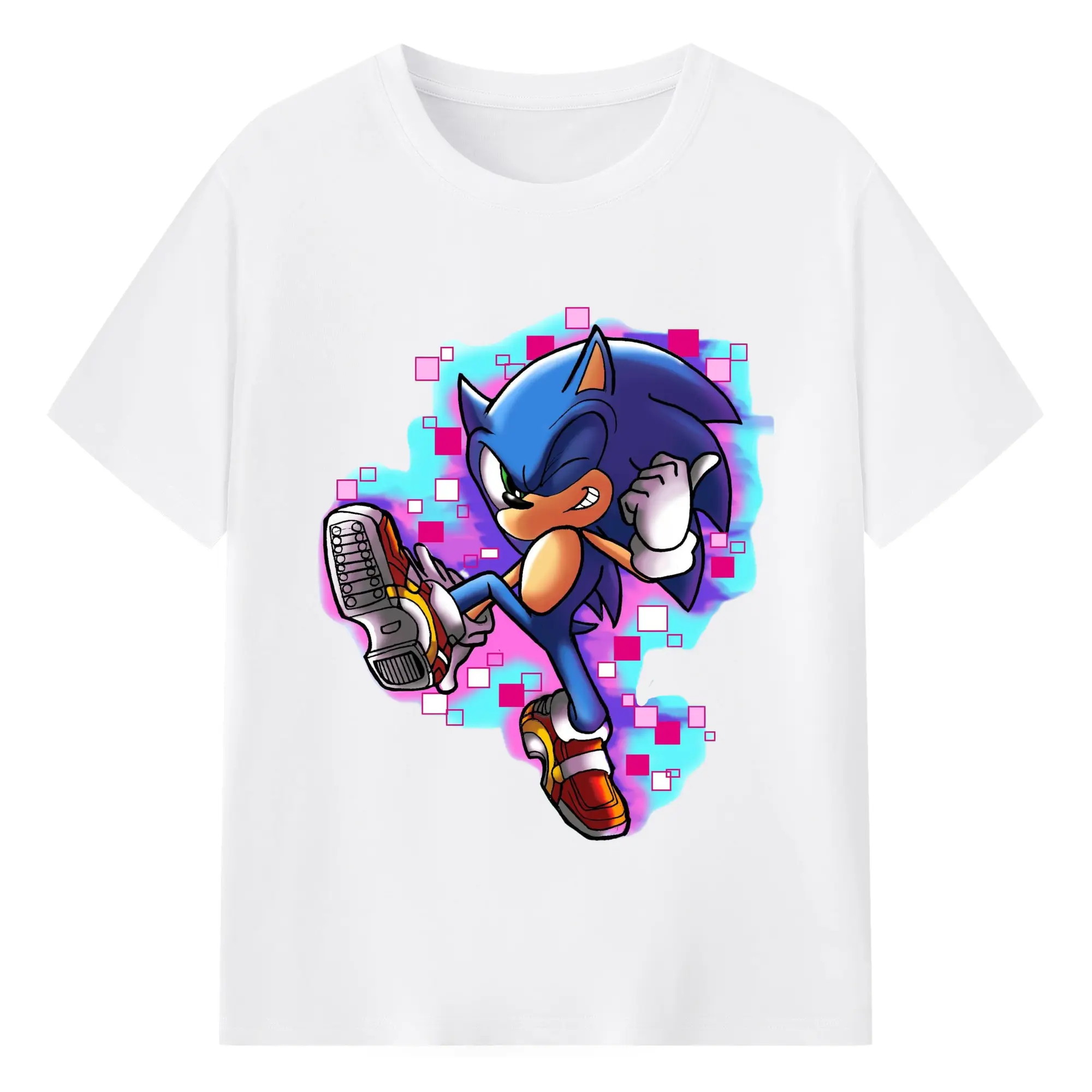 Youth Super Sonic tee - 180g Cotton T-Shirt With Front Heat Transfer Print – Soft, Lightweight, Fitted Design – Comfortable Casual Wear For Sports & Everyday Use