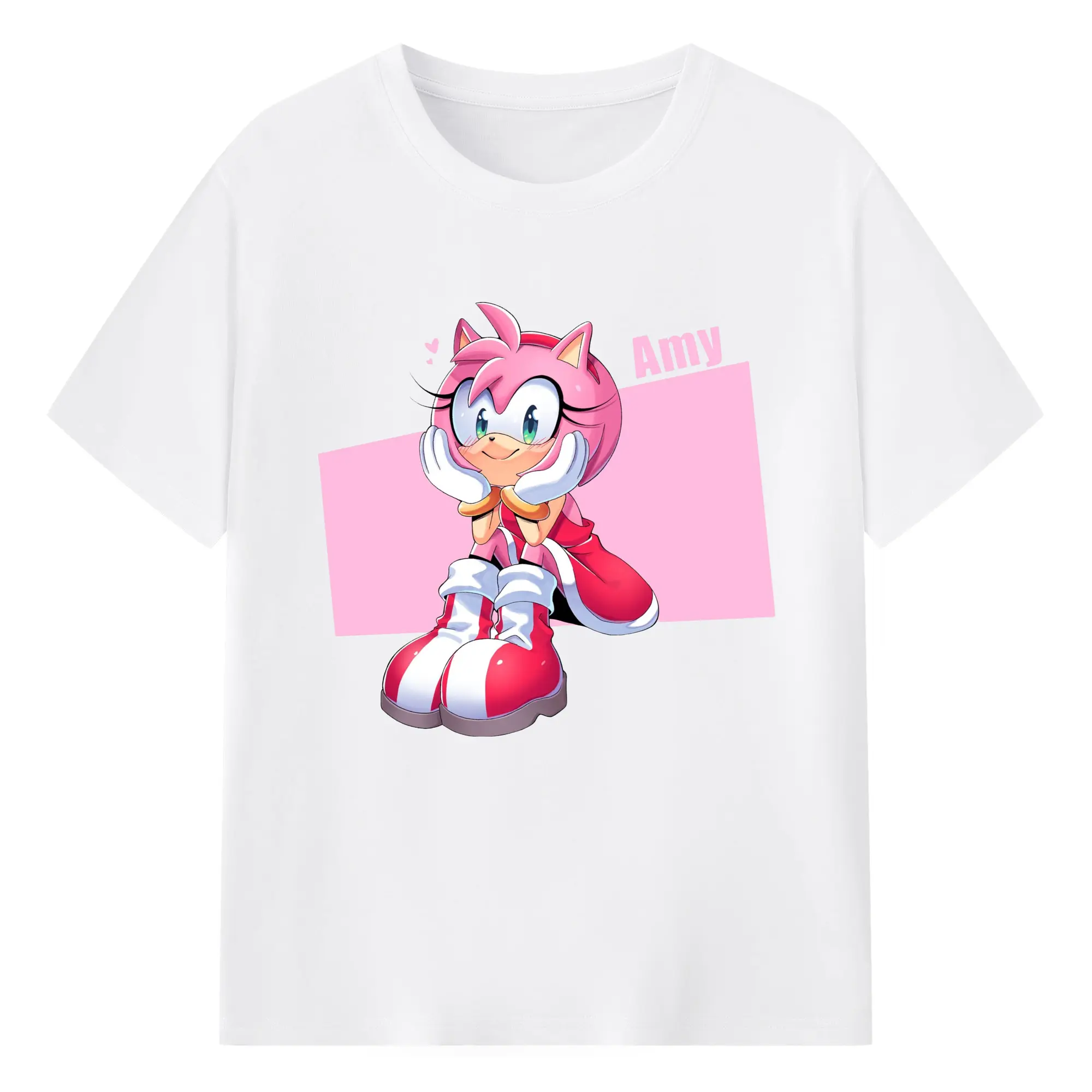 Amy Rose classic graphic t-shirt - 180g Cotton T-Shirt With Front Heat Transfer Print – Soft, Lightweight, Fitted Design – Comfortable Casual Wear For Sports & Everyday Use